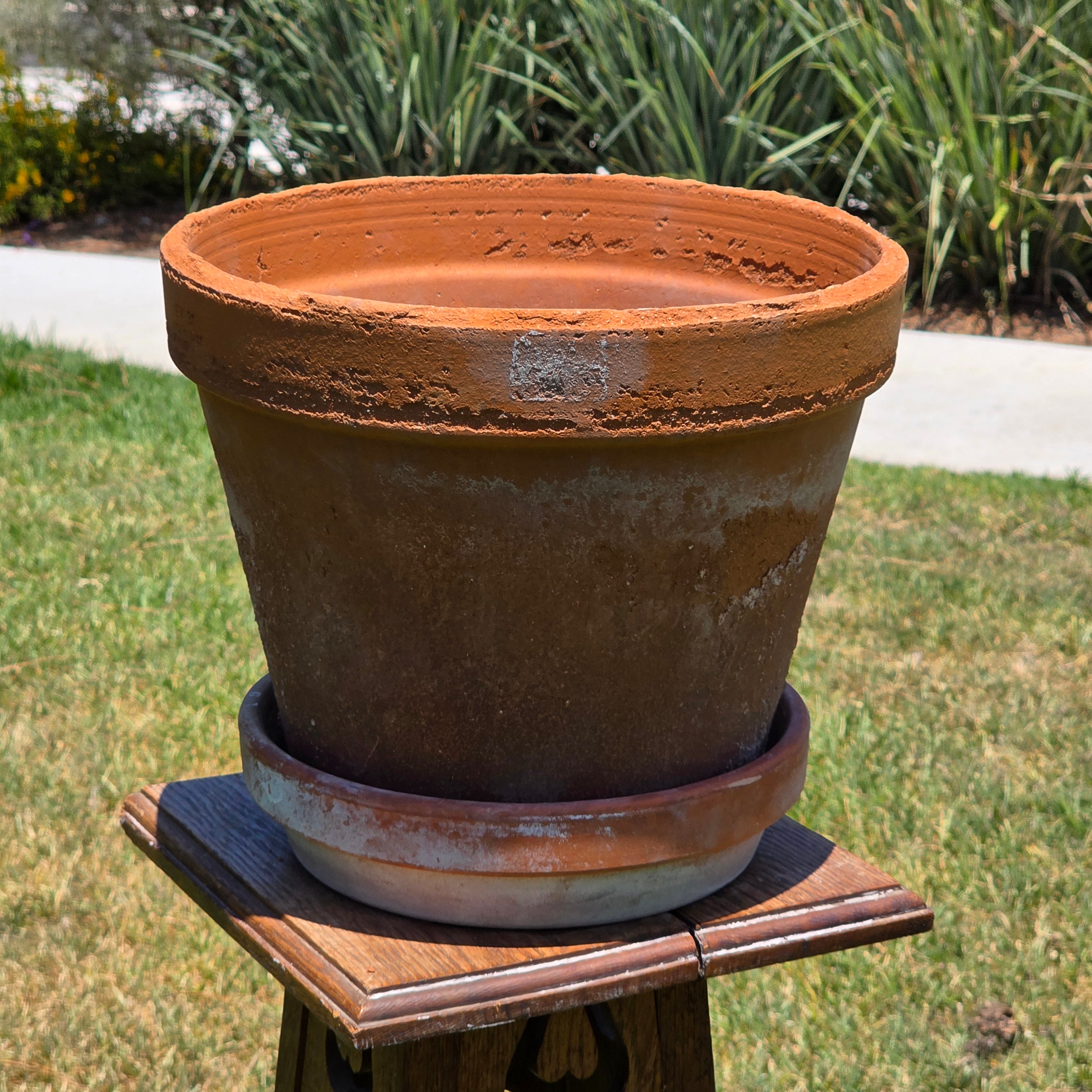 Share Vintage Italian Terracotta Planter Pot Saucer Large EV31 Rustic Shabby Chic