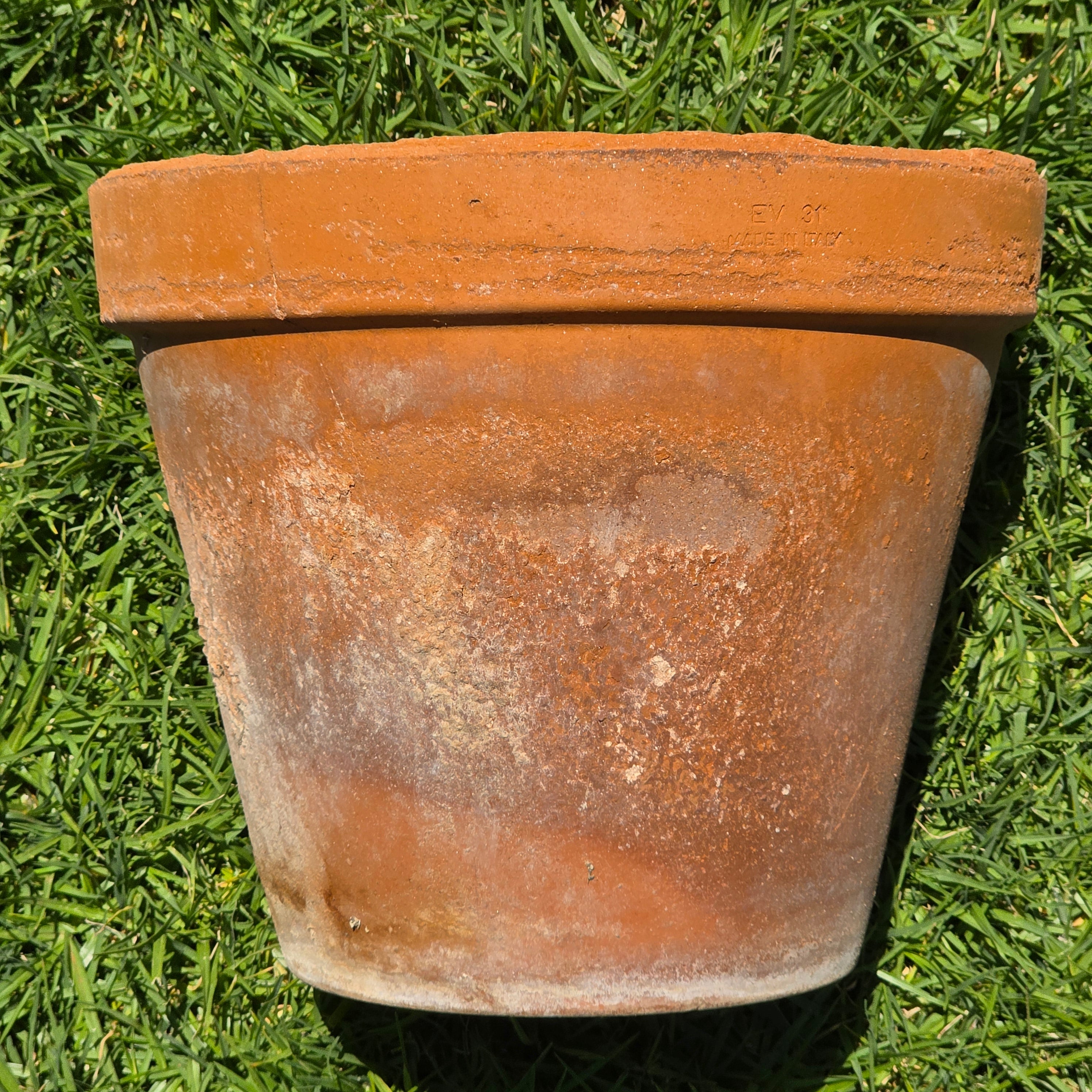 Share Vintage Italian Terracotta Planter Pot Saucer Large EV31 Rustic Shabby Chic