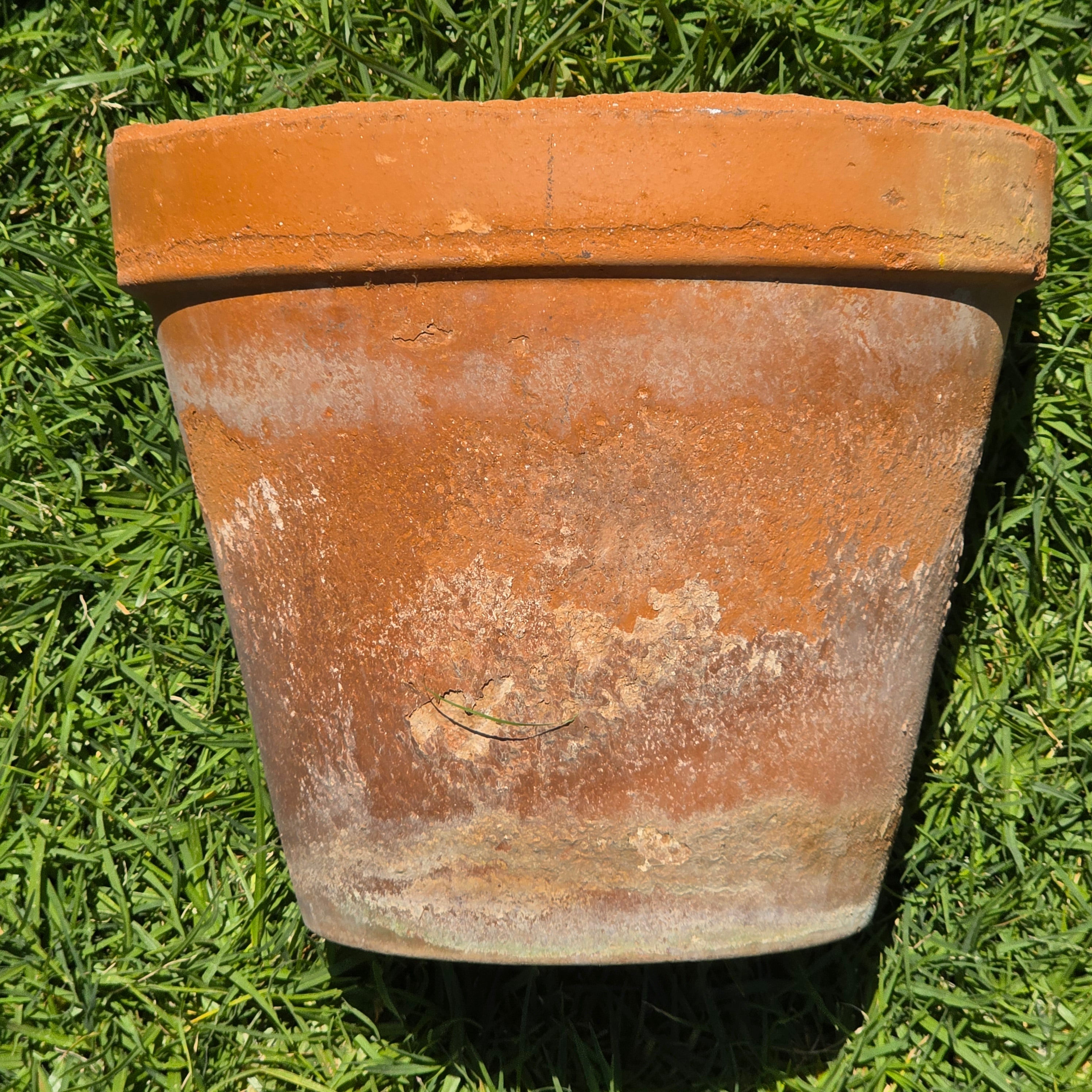 Share Vintage Italian Terracotta Planter Pot Saucer Large EV31 Rustic Shabby Chic