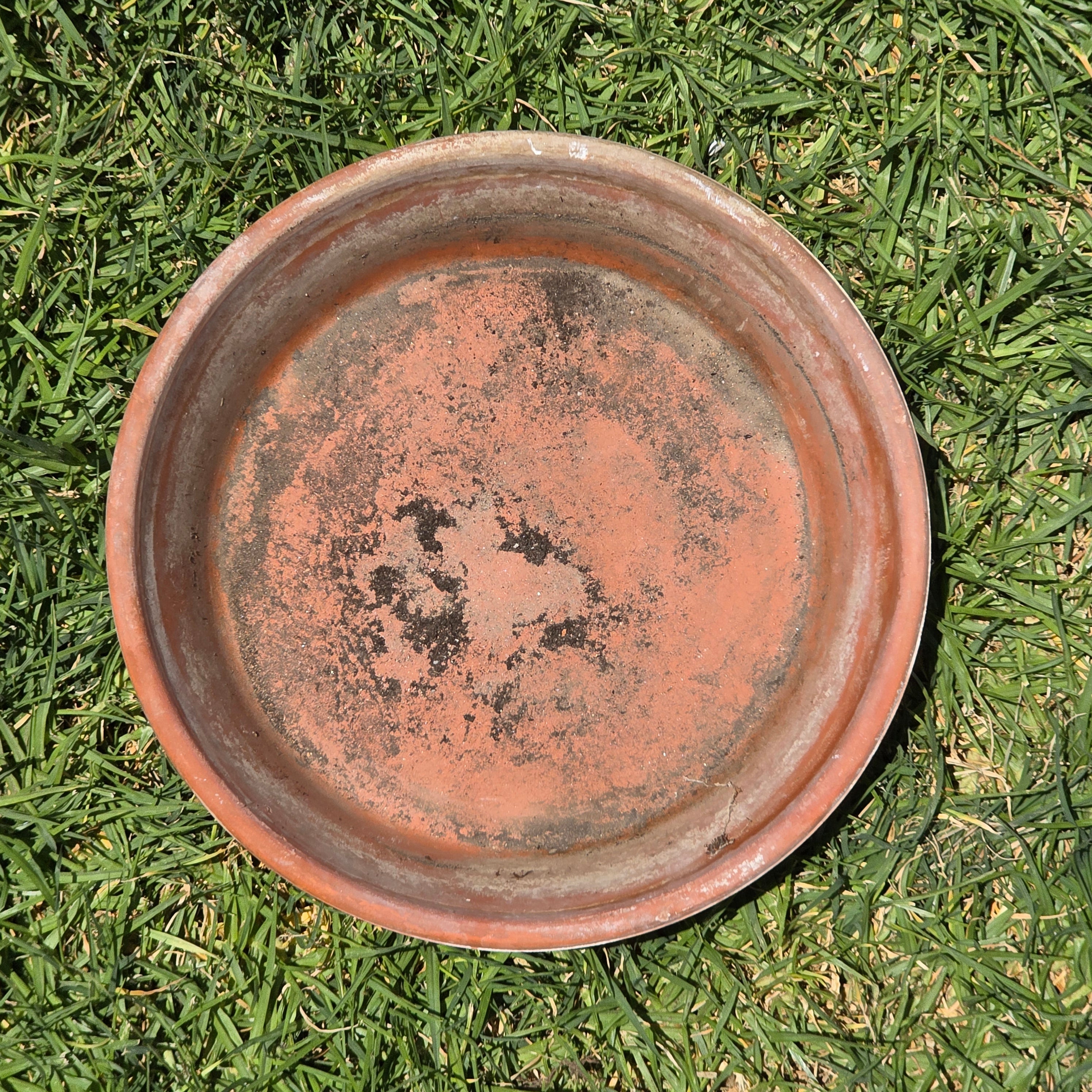 Share Vintage Italian Terracotta Planter Pot Saucer Large EV31 Rustic Shabby Chic