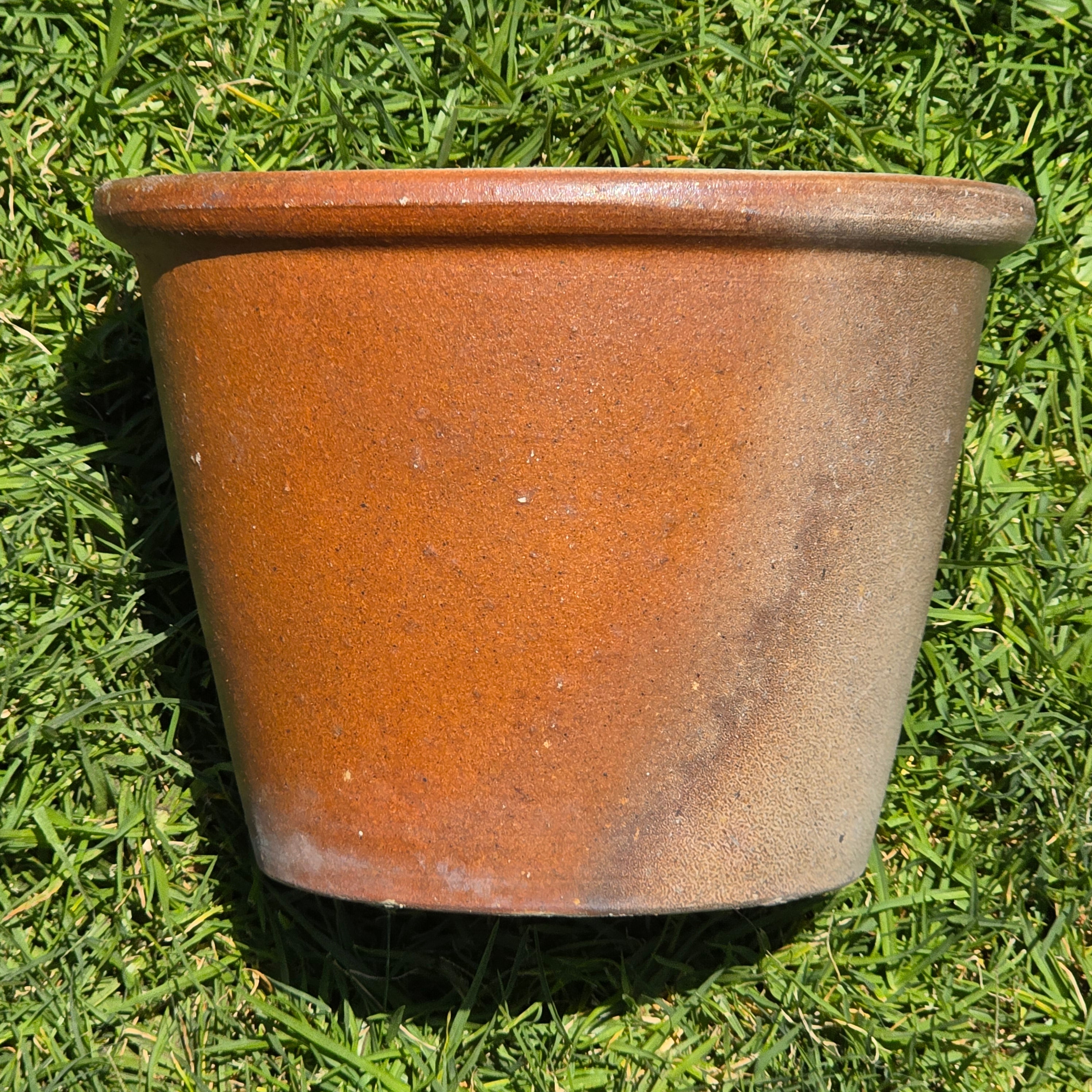 Vintage Stoneware Planter Pot Crock Rustic Brown Farmhouse Glazed Garden 11"