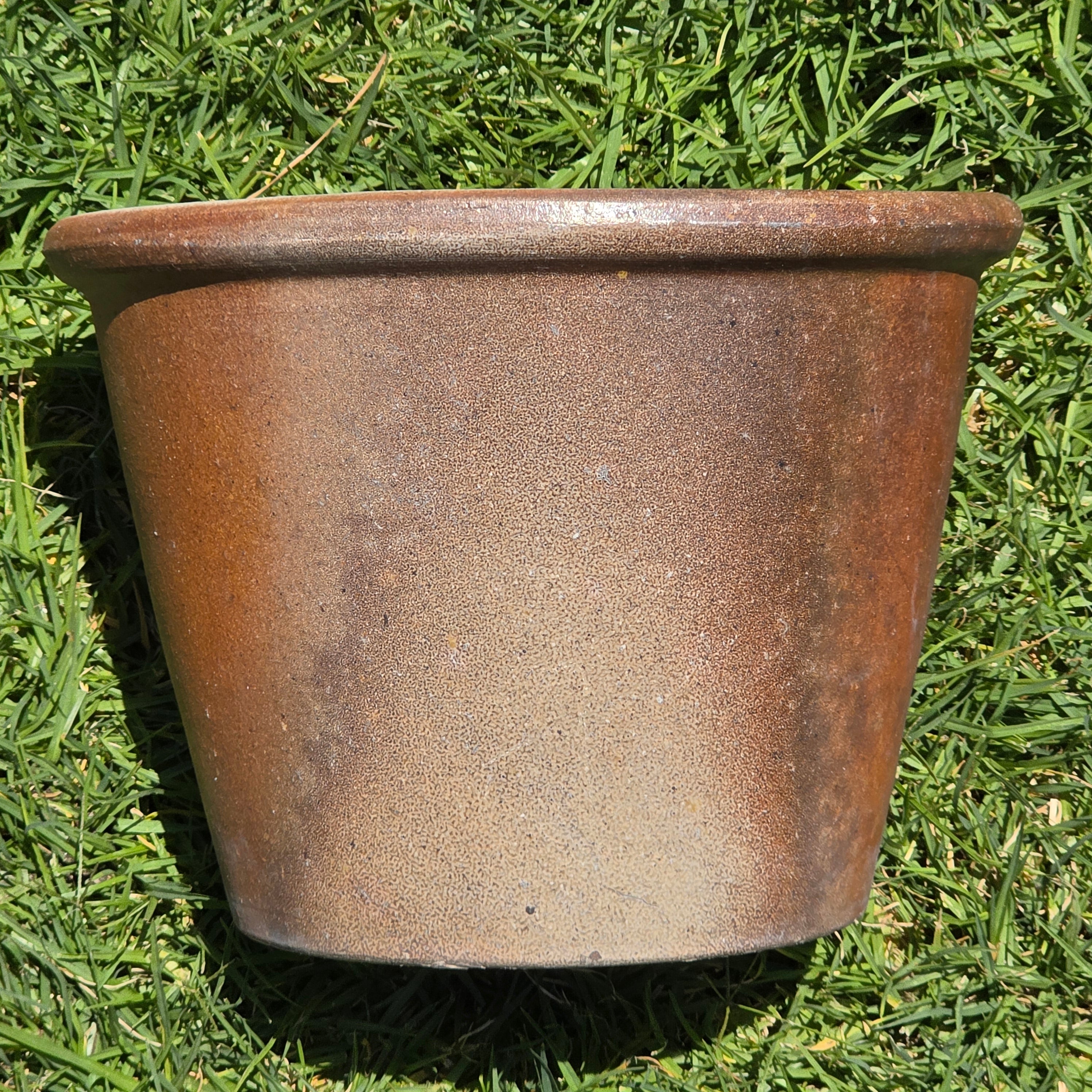 Vintage Stoneware Planter Pot Crock Rustic Brown Farmhouse Glazed Garden 11"