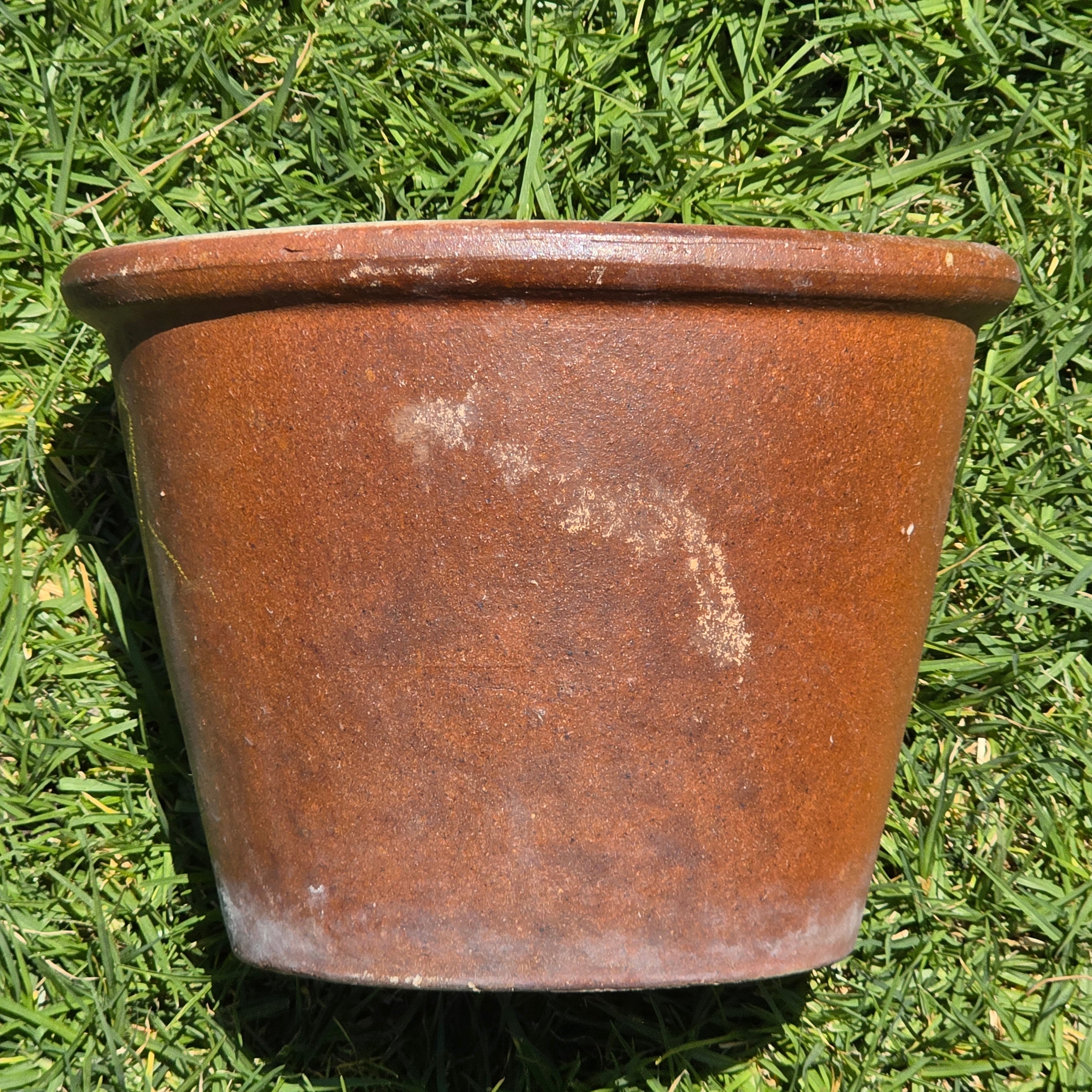 Vintage Stoneware Planter Pot Crock Rustic Brown Farmhouse Glazed Garden 11"