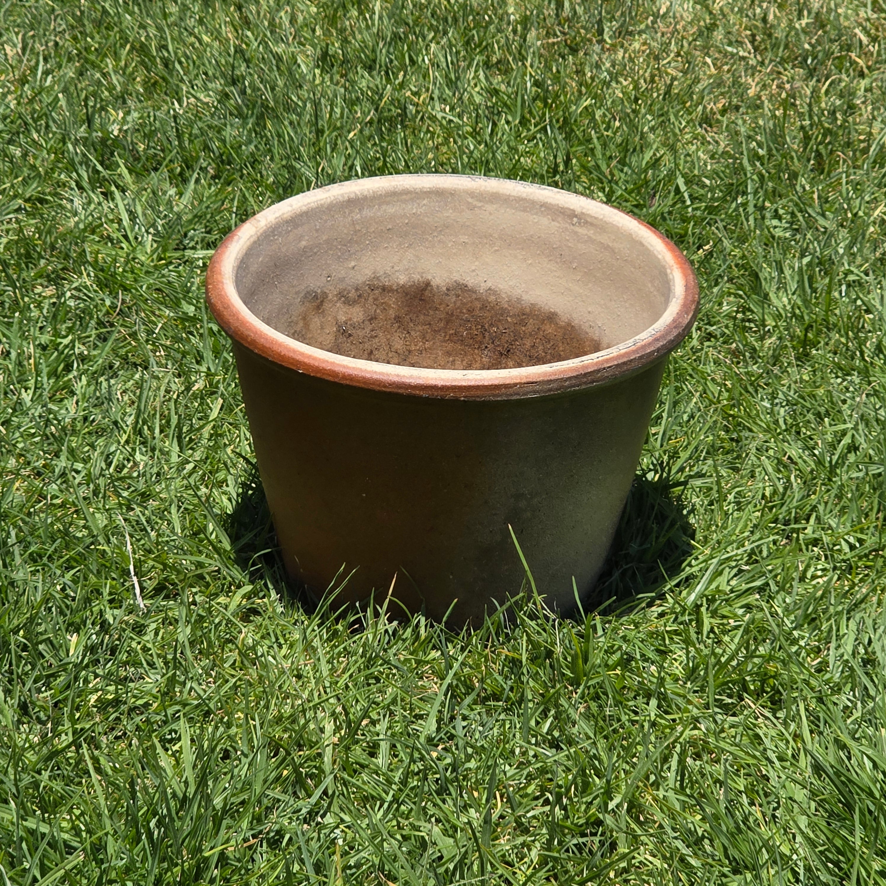Vintage Stoneware Planter Pot Crock Rustic Brown Farmhouse Glazed Garden 11"