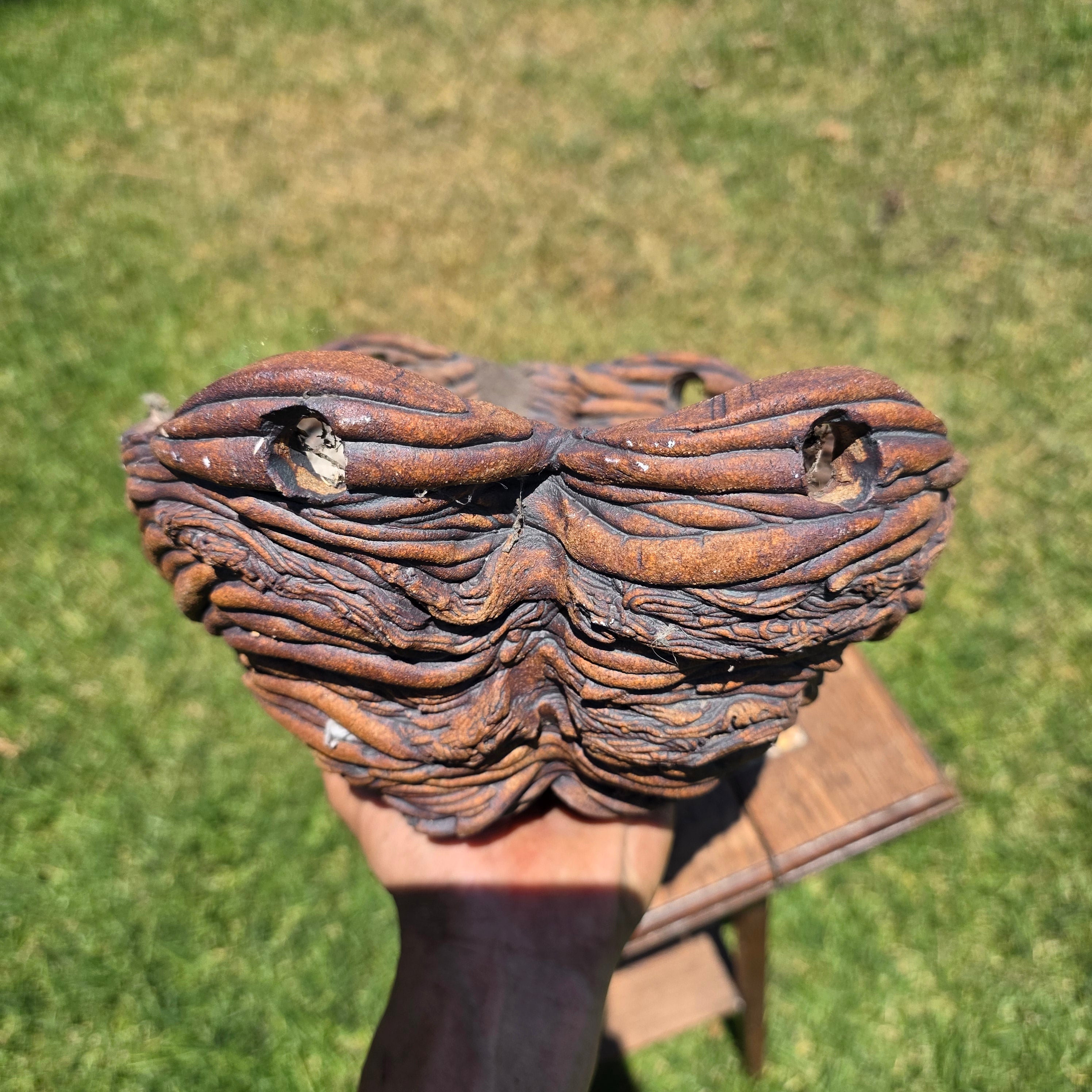 Vintage Faux Bois Root Vine Hanging Planter Heavy Pottery Rustic Brutalist Wabi
