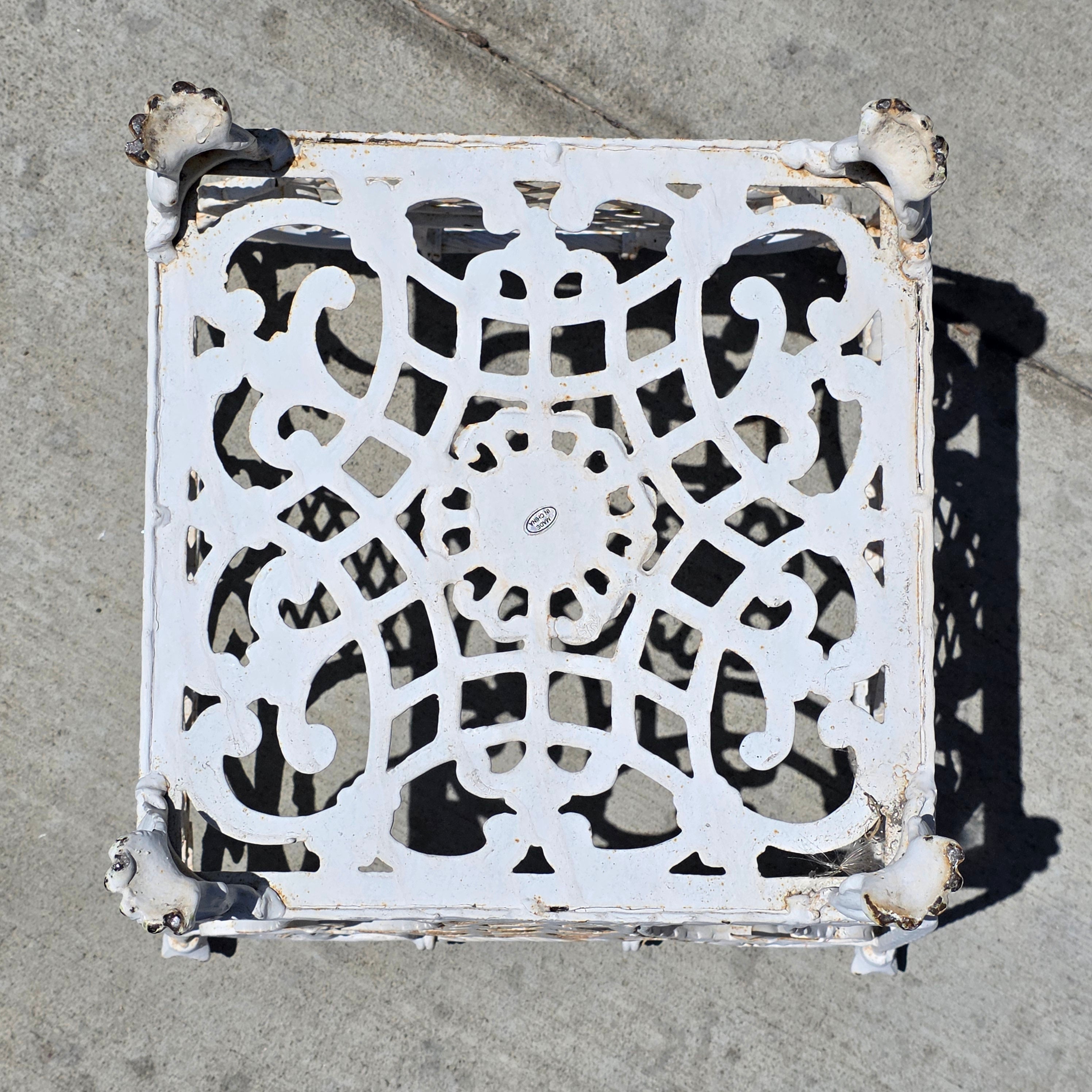 Vintage White Cast Iron Ornate Planter Box Magazine Rack Shabby Chic Heavy