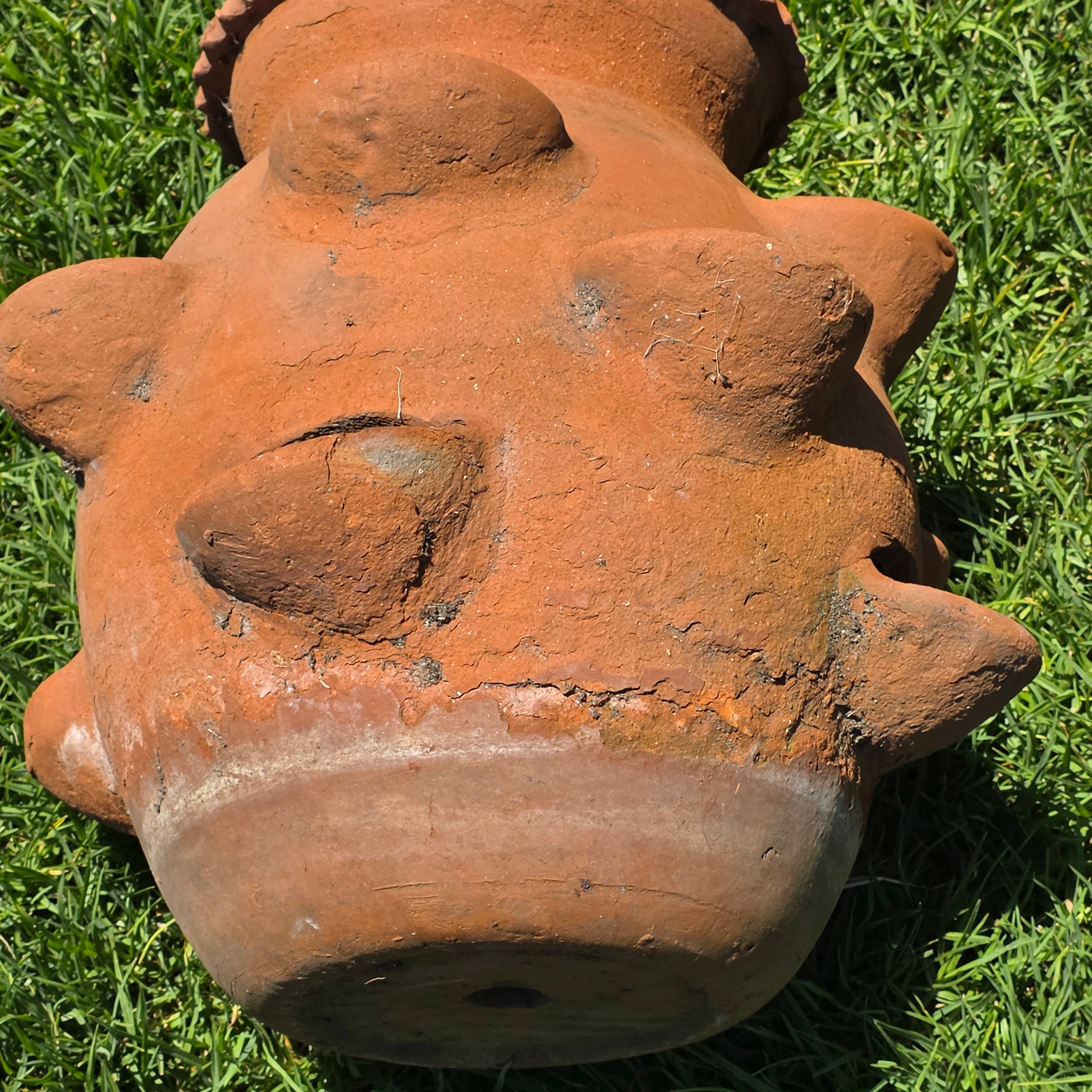 Large Vintage Terracotta Strawberry Pot Planter 12 Pockets Rustic Mexican Clay