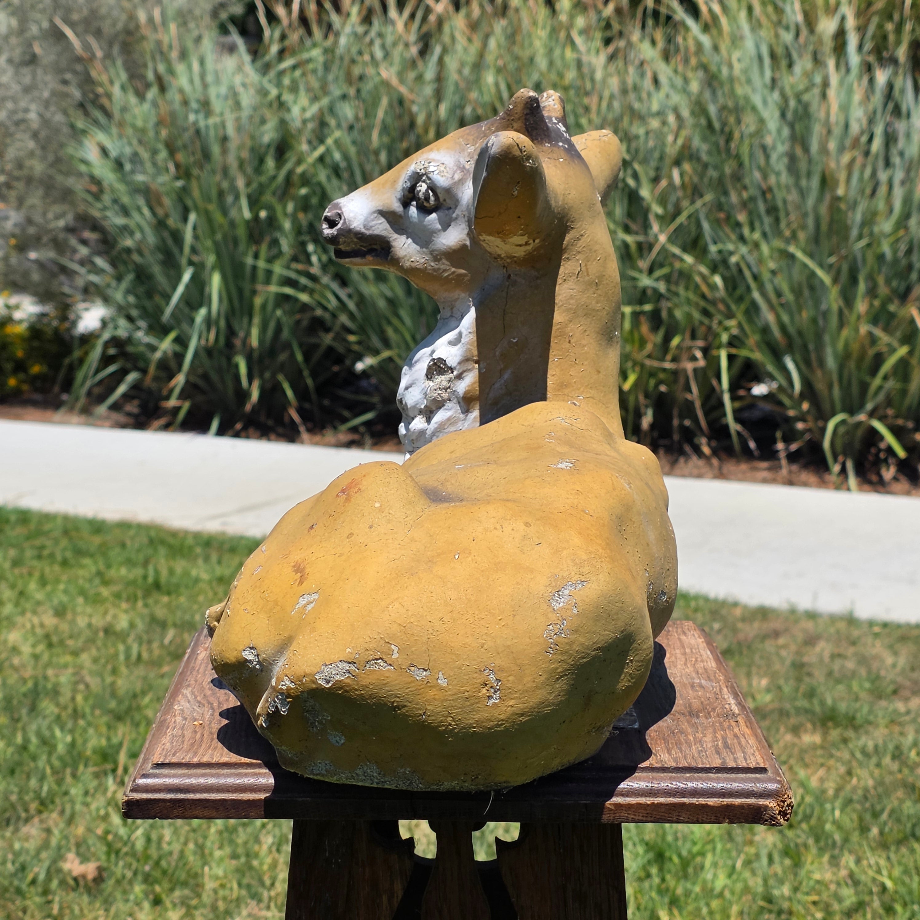 Concrete Deer Fawn Statue Garden Yard Art Ornament