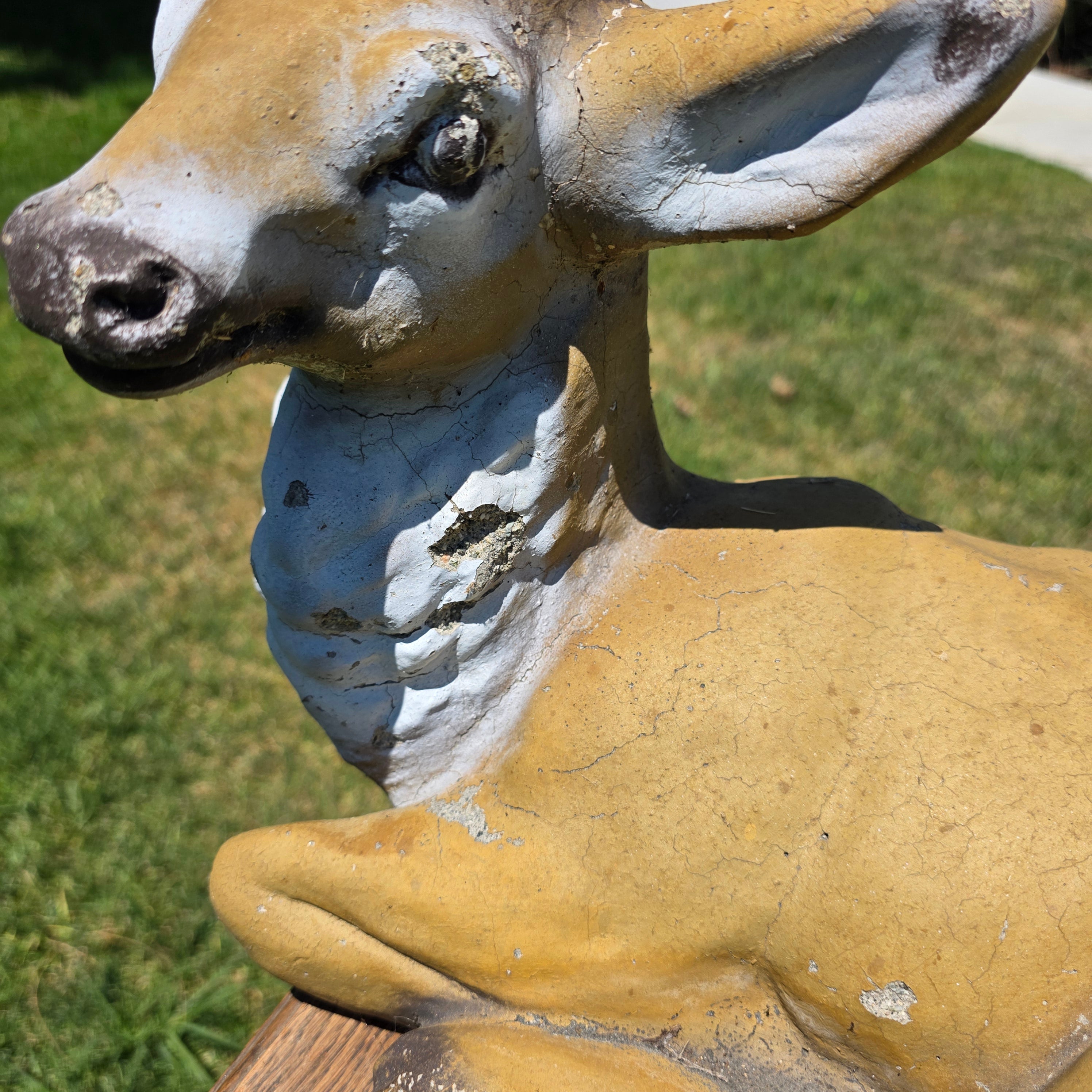 Concrete Deer Fawn Statue Garden Yard Art Ornament