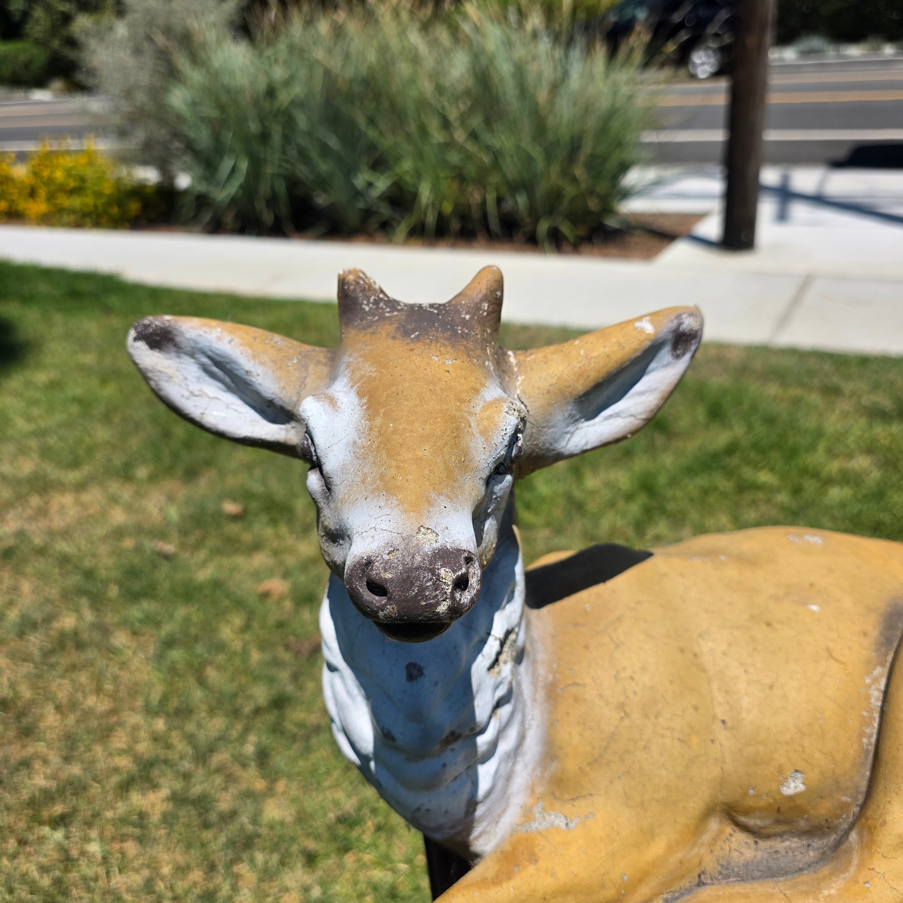 Concrete Deer Fawn Statue Garden Yard Art Ornament