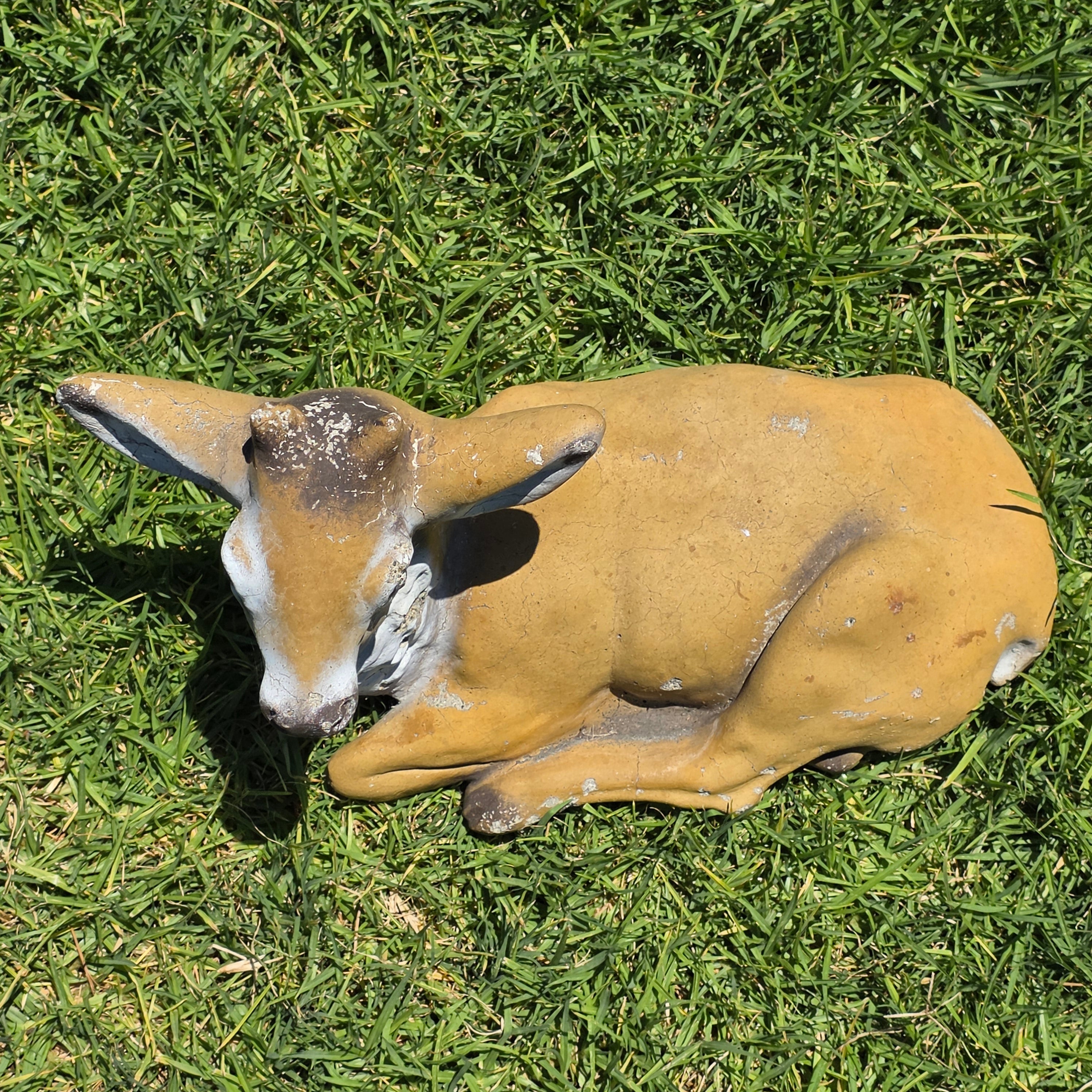 Concrete Deer Fawn Statue Garden Yard Art Ornament