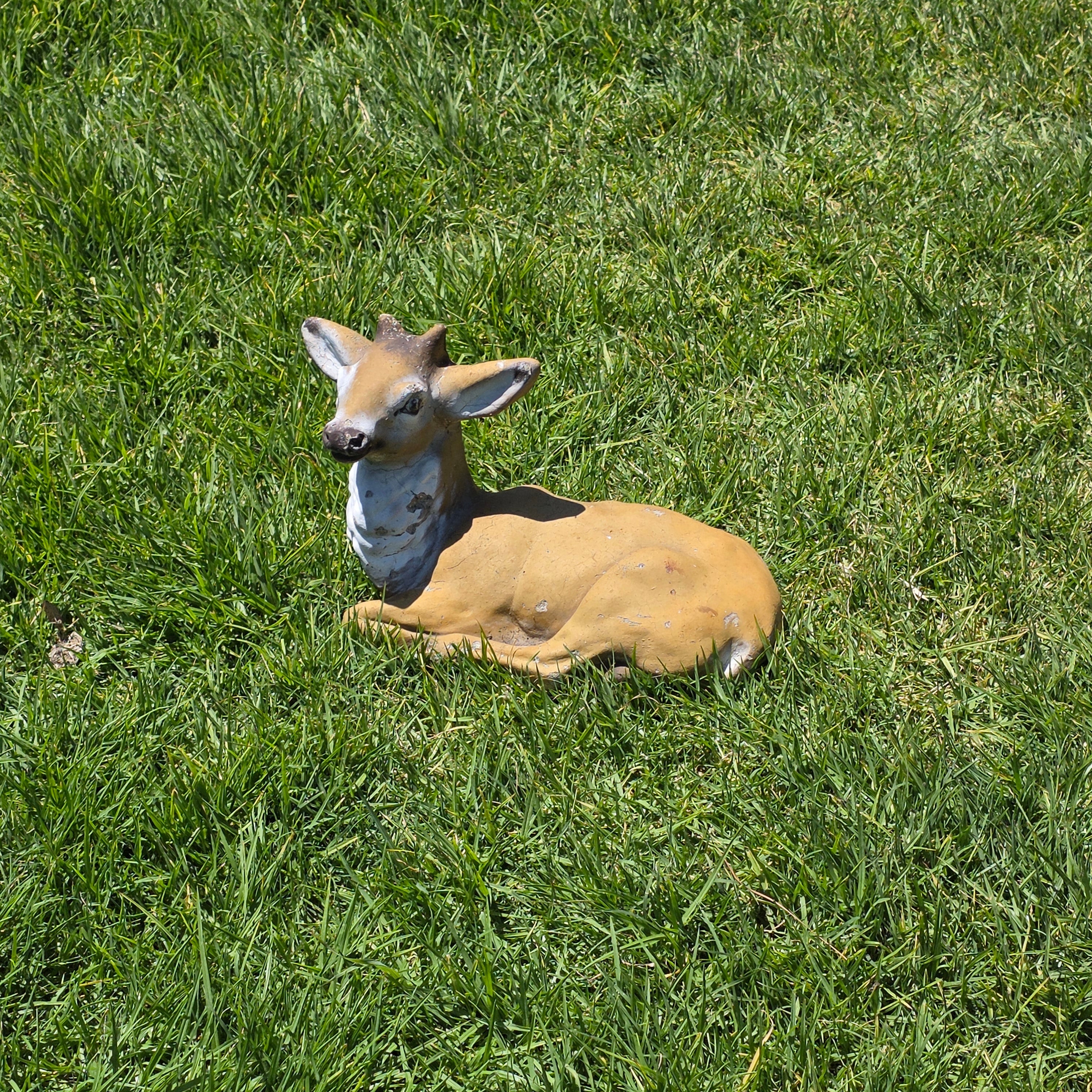 Concrete Deer Fawn Statue Garden Yard Art Ornament