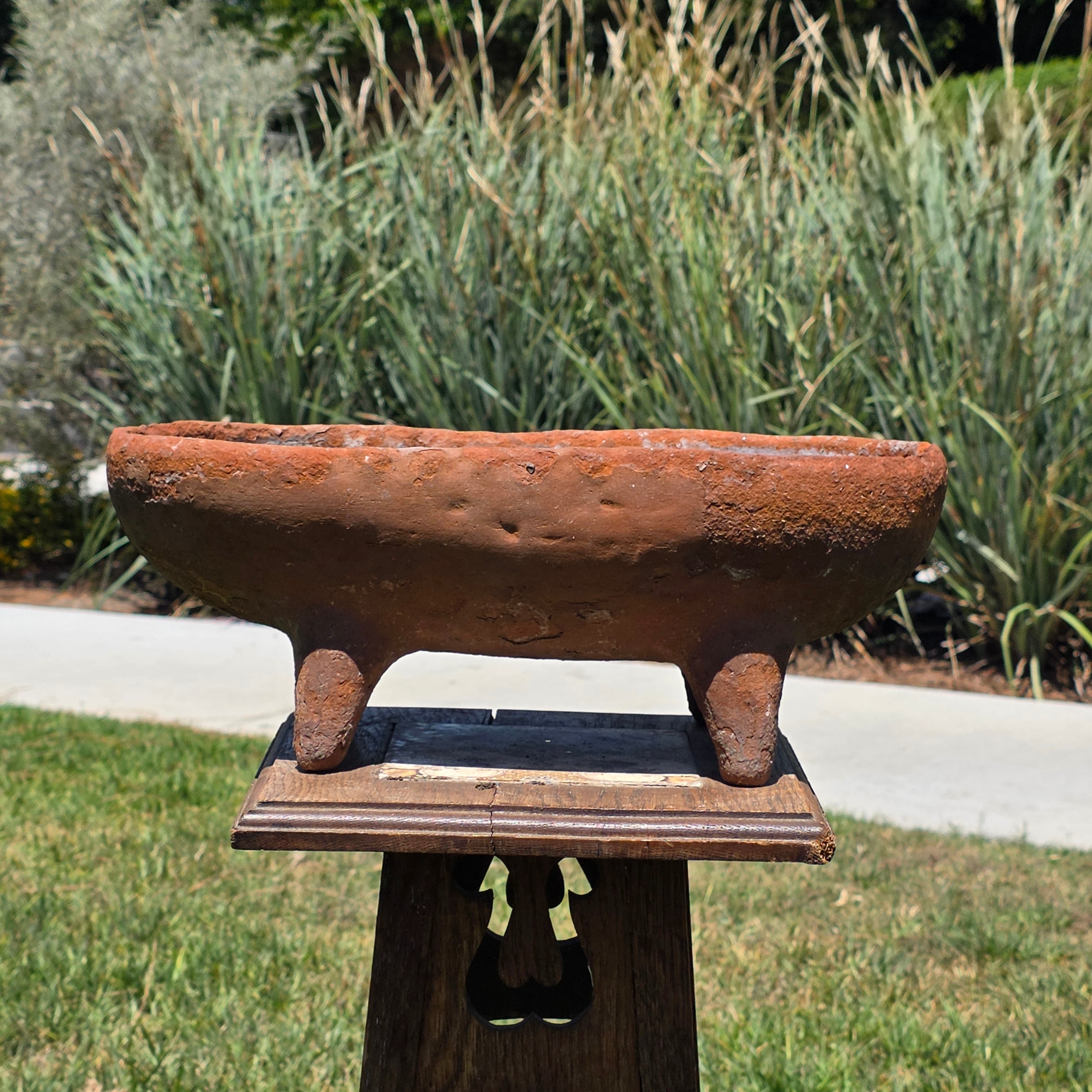 Vintage Rustic Footed Planter Oval Trough Terracotta Clay Succulent Pot 16.5"