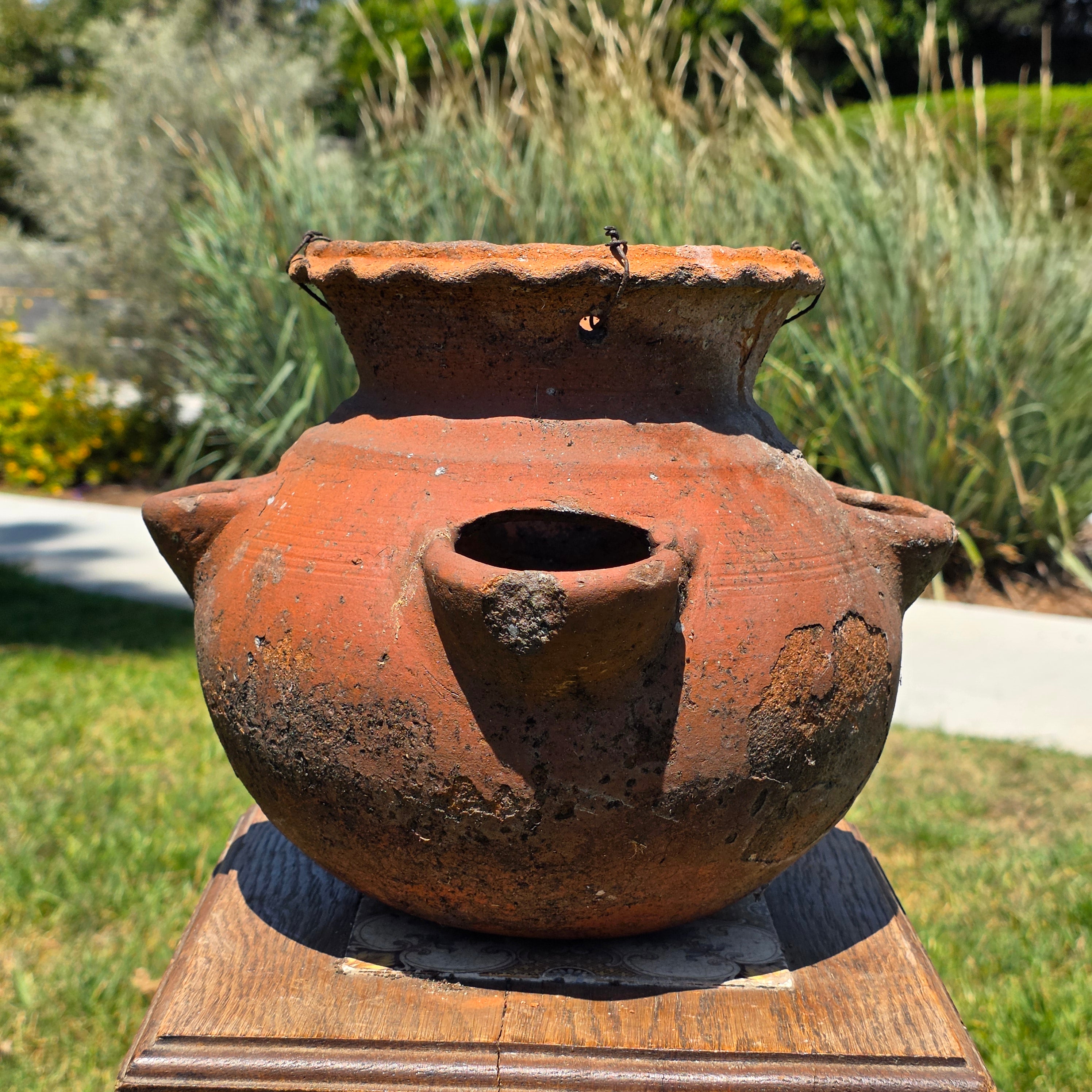 Vintage Terracotta Strawberry Pot Hanging Planter Rustic Clay 4 Pocket 12"