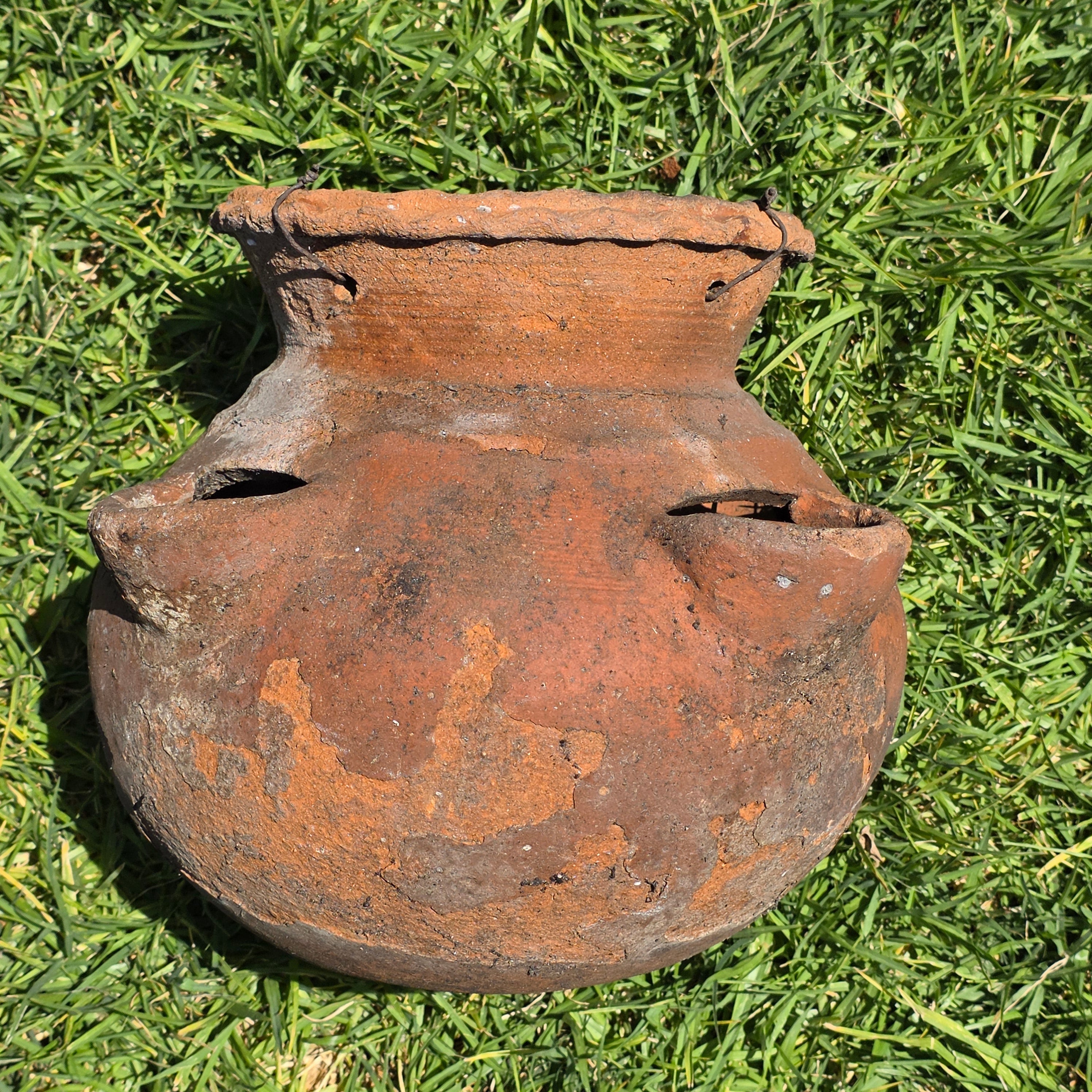 Vintage Terracotta Strawberry Pot Hanging Planter Rustic Clay 4 Pocket 12"