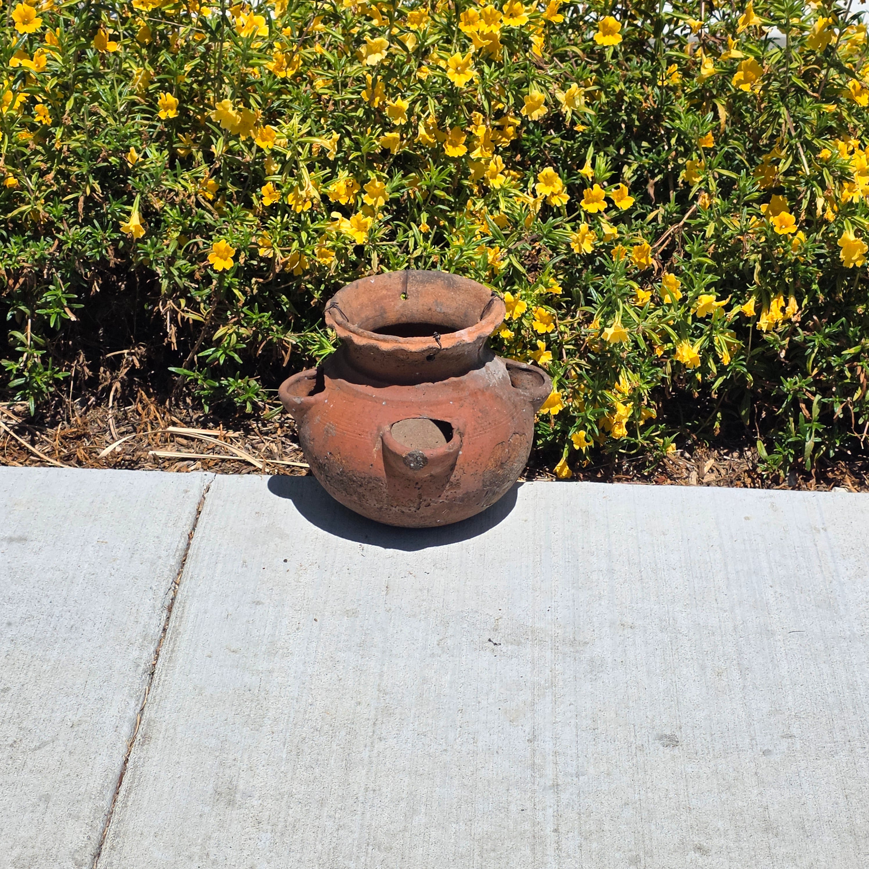 Vintage Terracotta Strawberry Pot Hanging Planter Rustic Clay 4 Pocket 12"