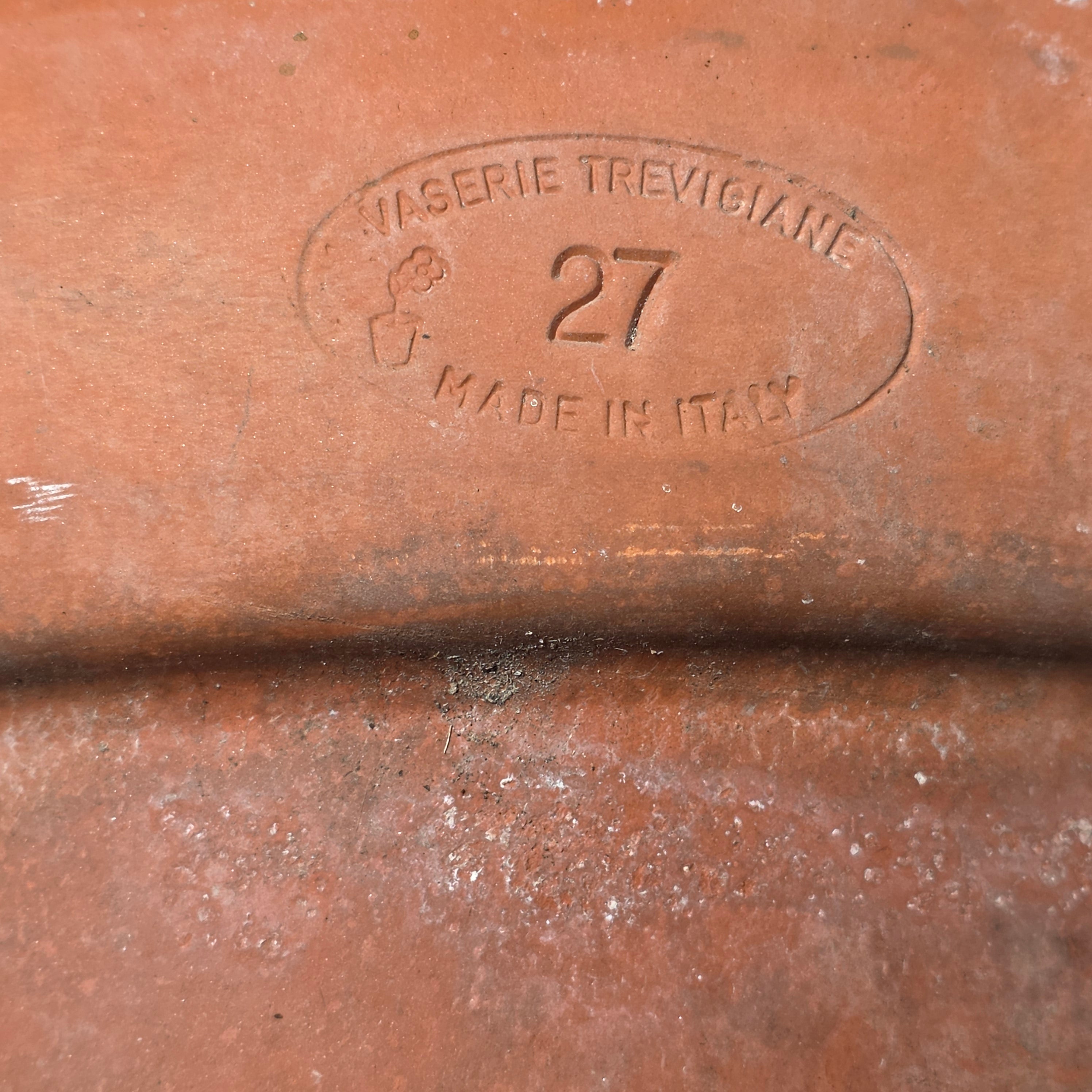 Vintage Vaserie Trevigiane Terracotta Planter Pot Rolled Rim Italy 10.5" Rustic
