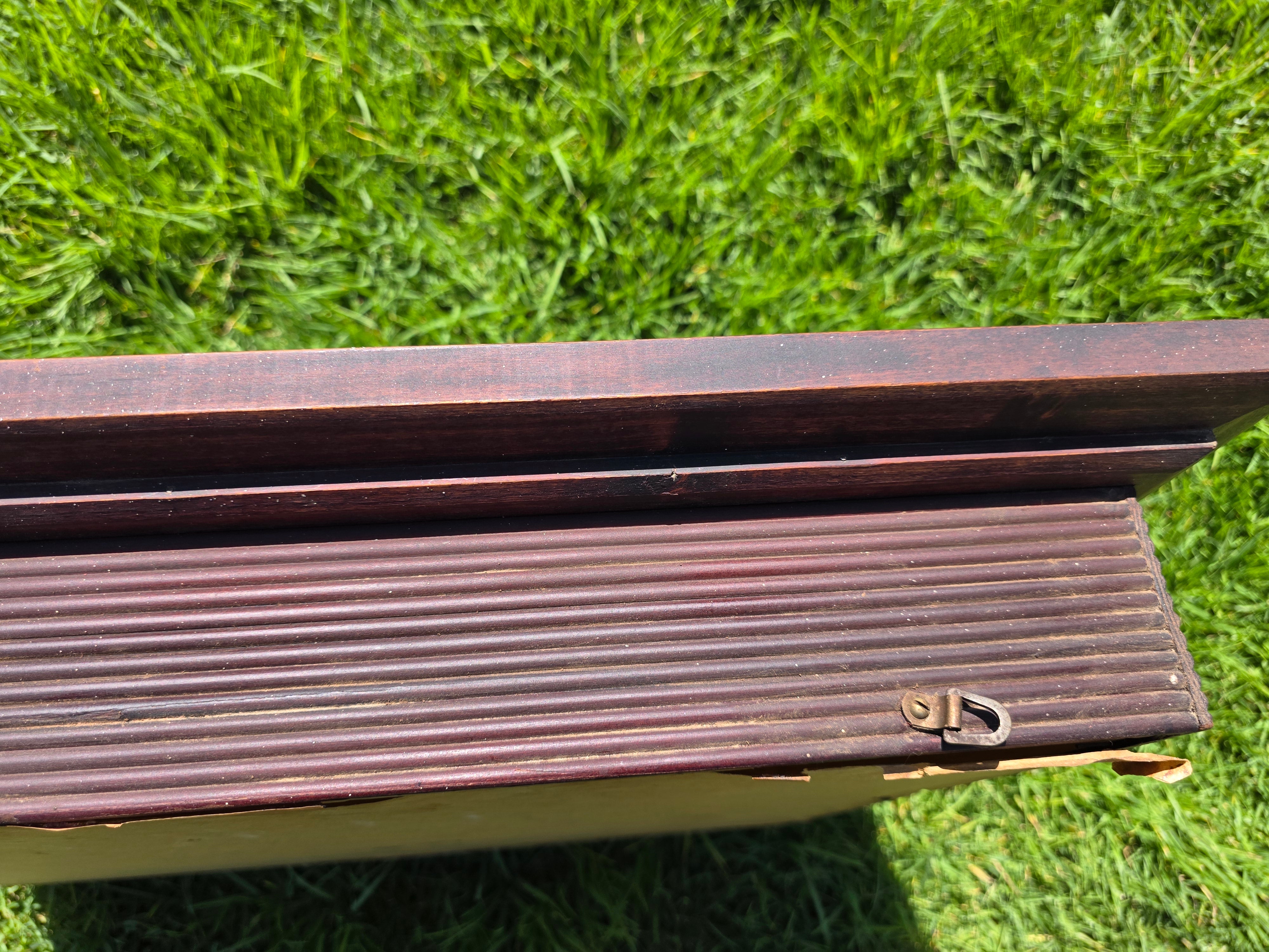 Vintage Wood Shadow Box Mirror Back Wall Display Shelf Curio Gold Vein Frame