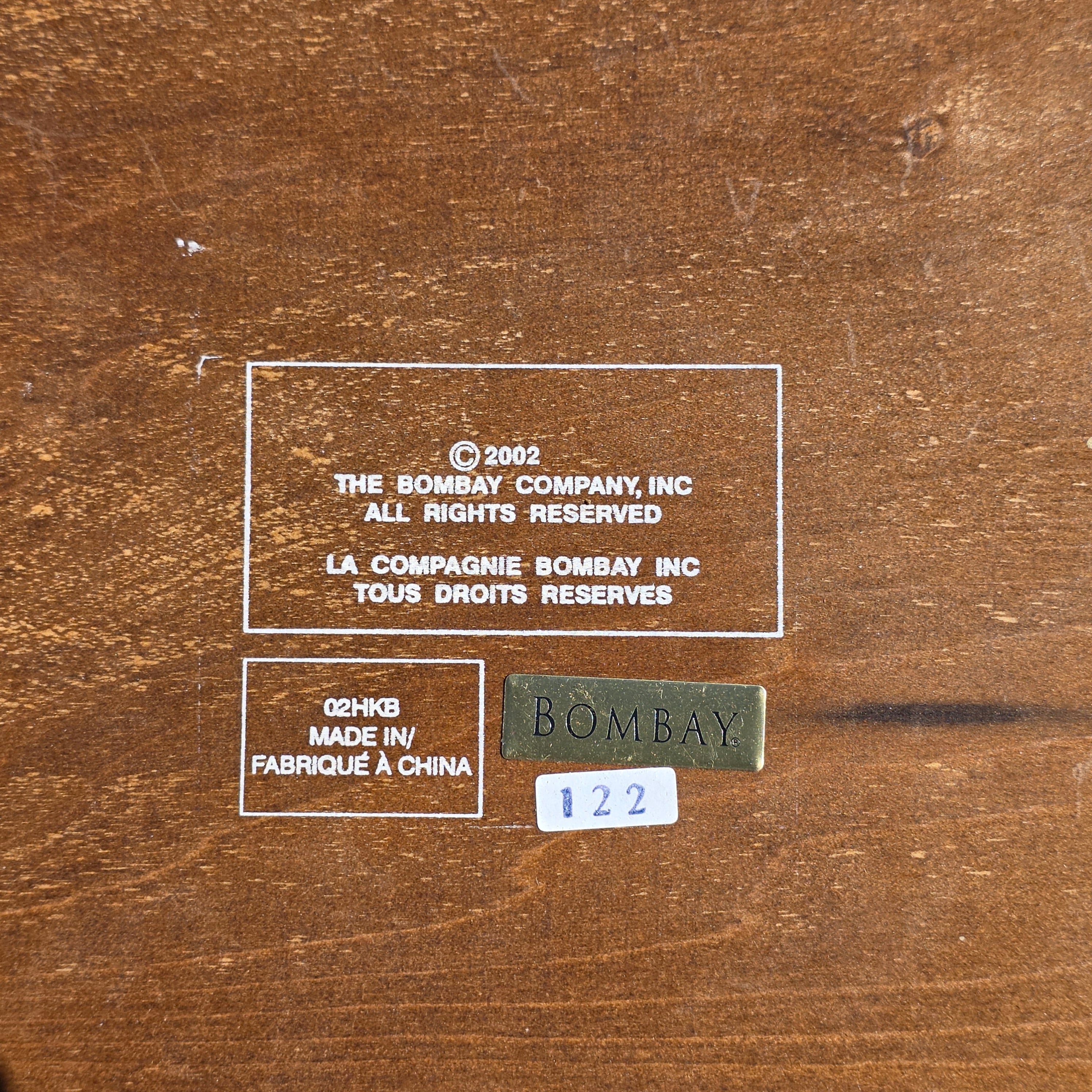 Vintage Bombay Company Burl Wood Tray Top End Side Table Queen Anne Carved 2002