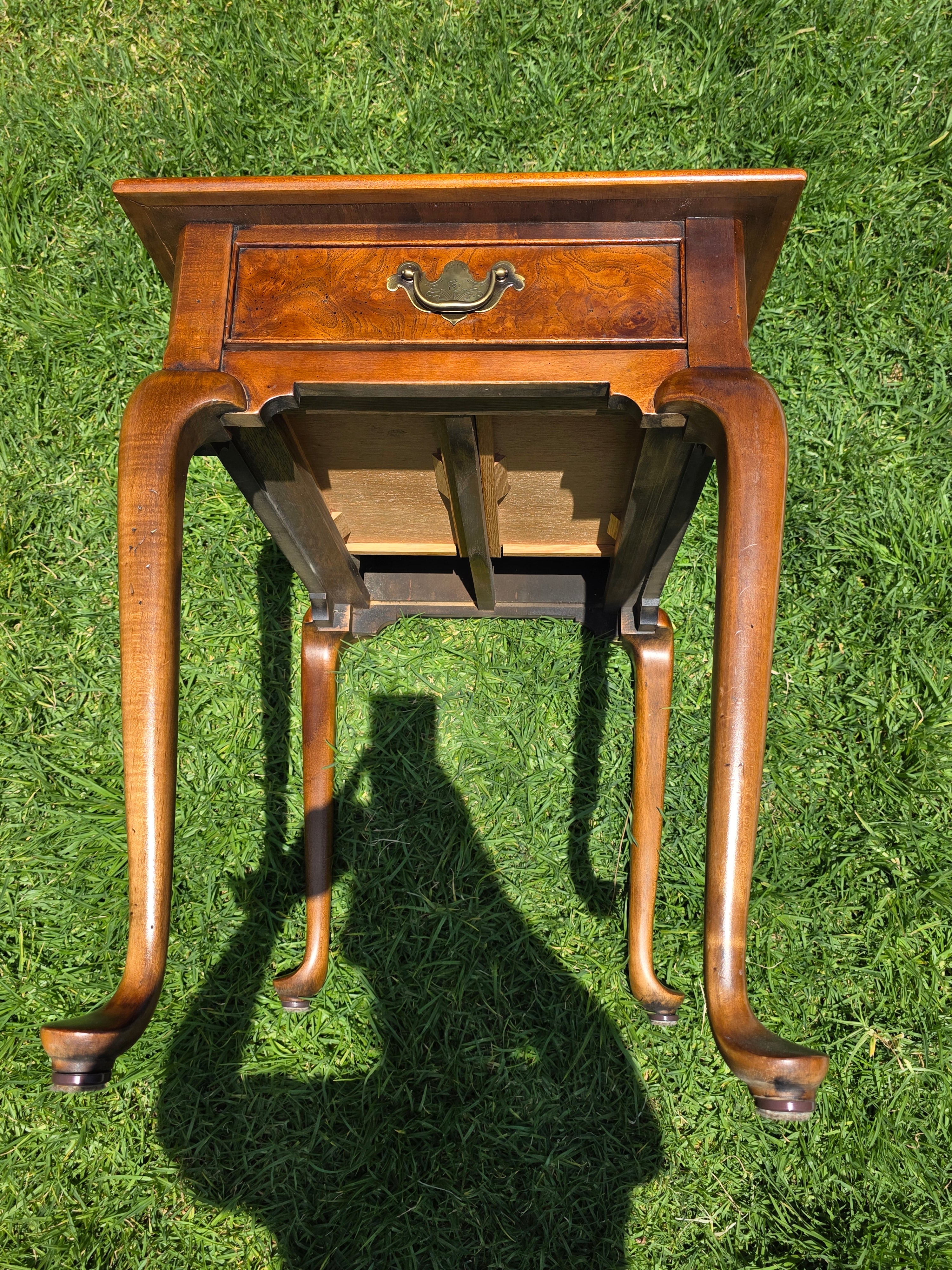 Local Pickup/ Pair Vintage Hekman Queen Anne End Side Tables Burl Wood Walnut Cabriole Legs