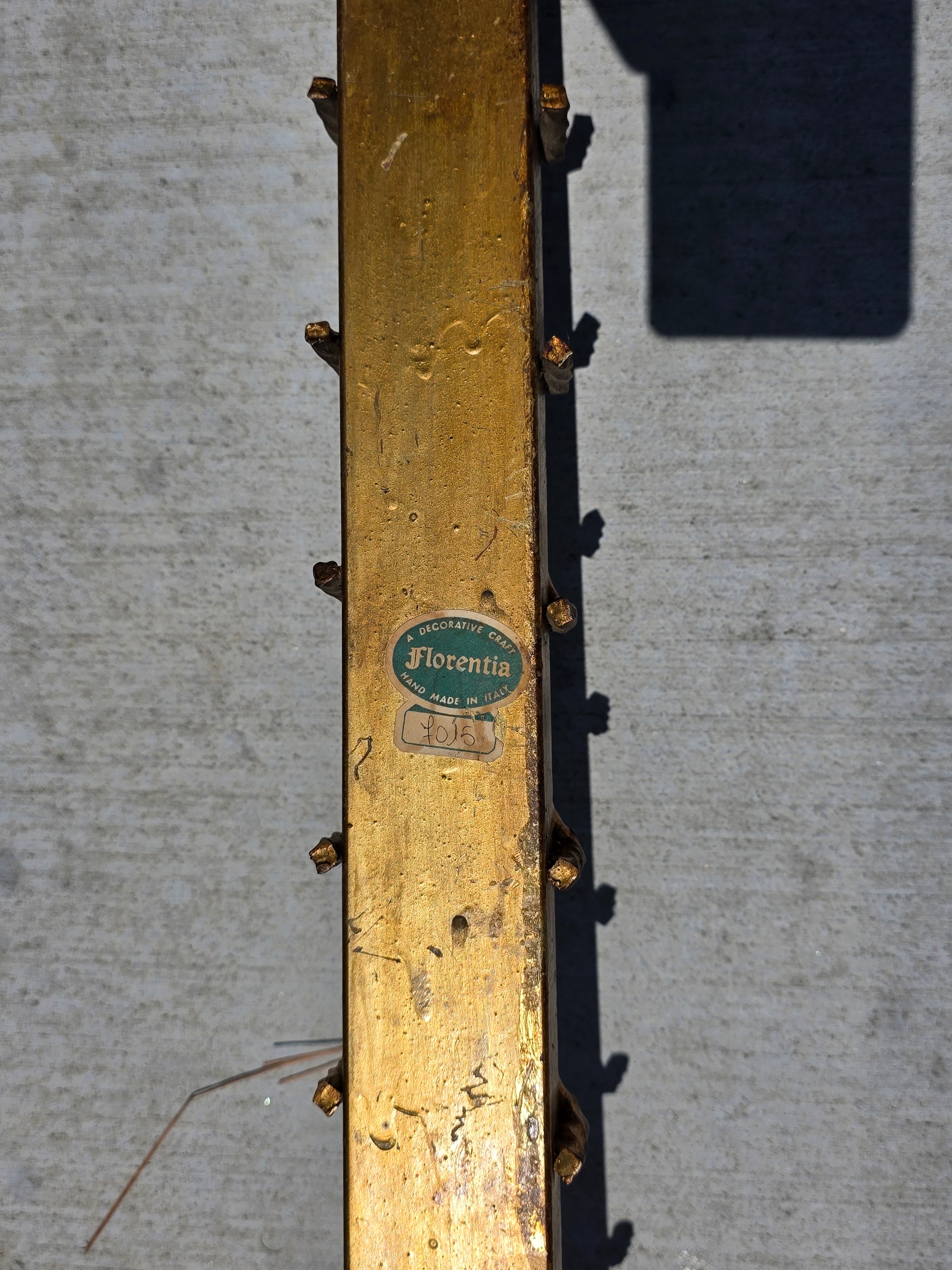 Share Pair Vintage Florentia Italy Large 40" Wall Sconce Planter Torch Gilt Metal Tole