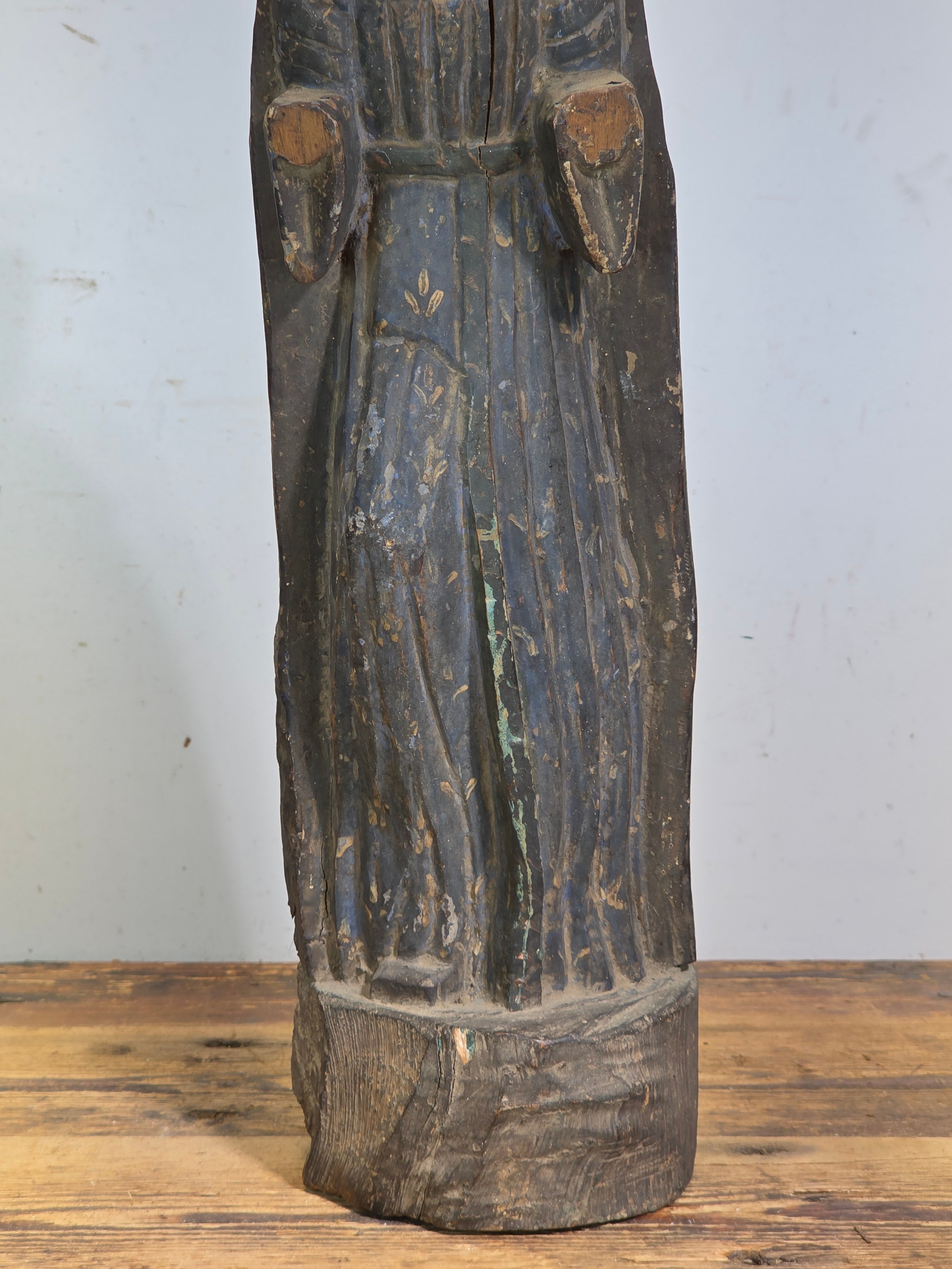 Antique Spanish Colonial Santo Bulto Wood Carving Monk Figure Saint Dominic 20"