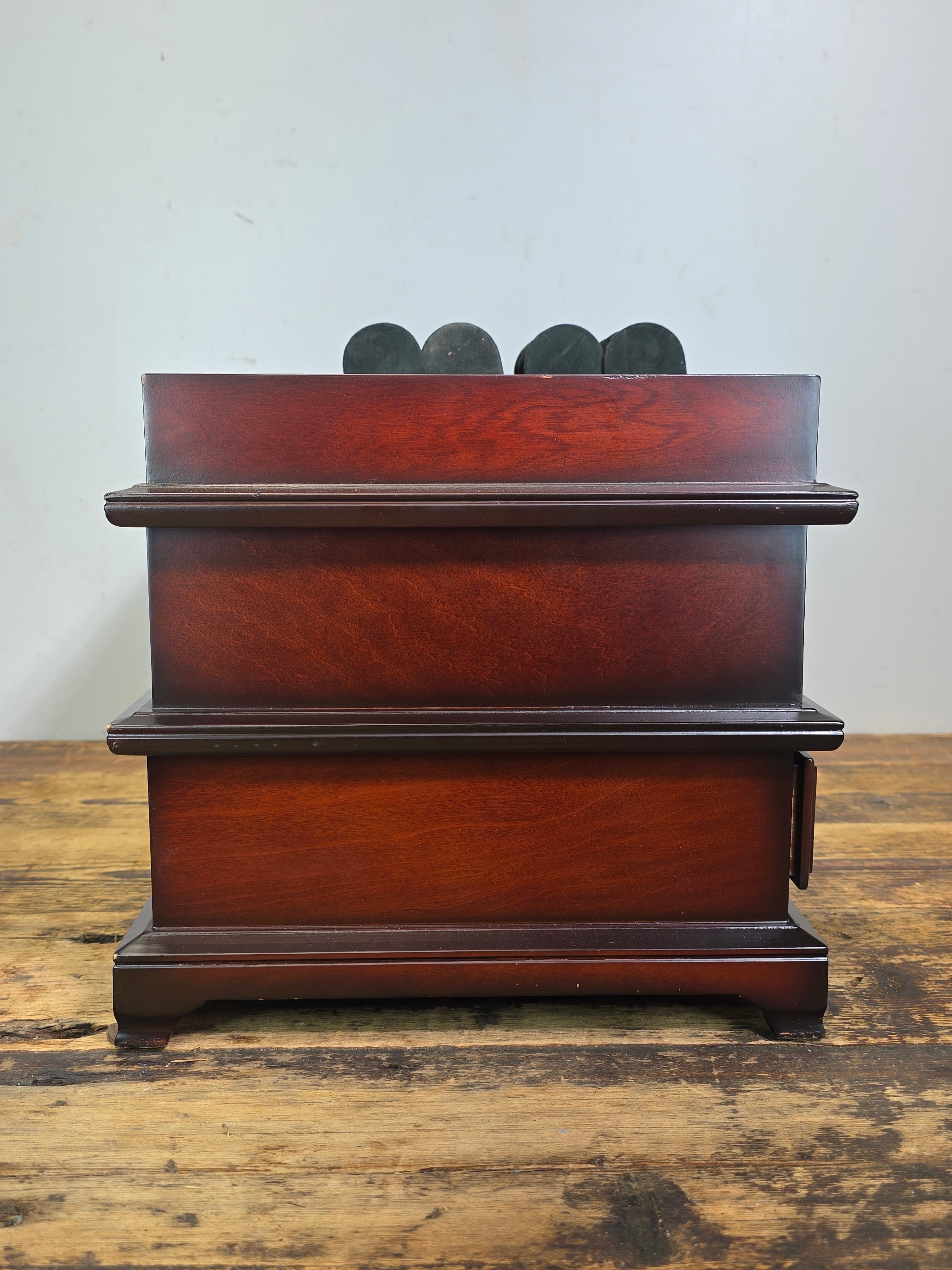 Vintage Bombay Company Mahogany 3-Tier Stackable Desk Organizer Watch Valet Box