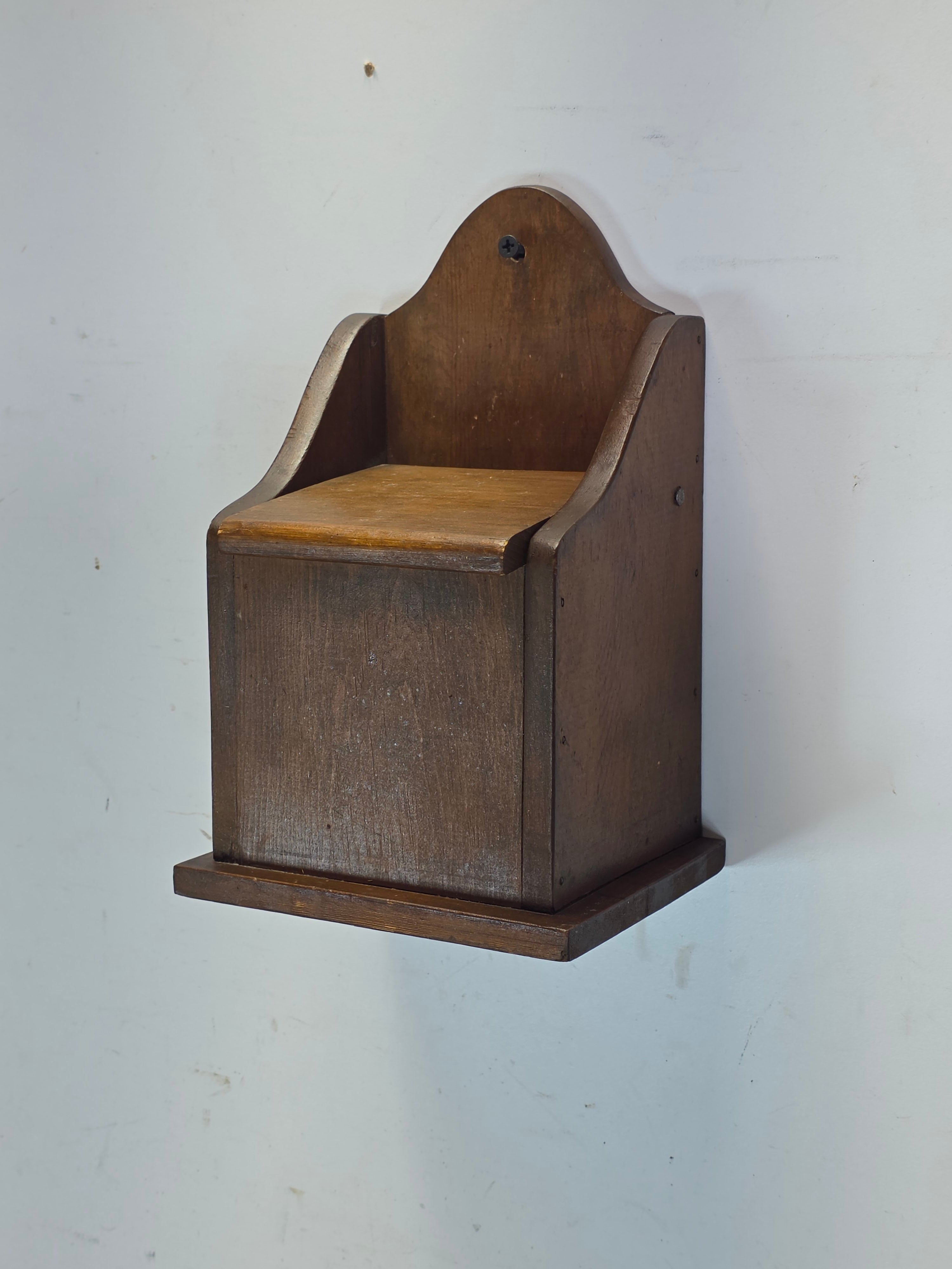 Vintage Wooden Wall Hanging Salt Box Match Safe Primitive Farmhouse Country 70s