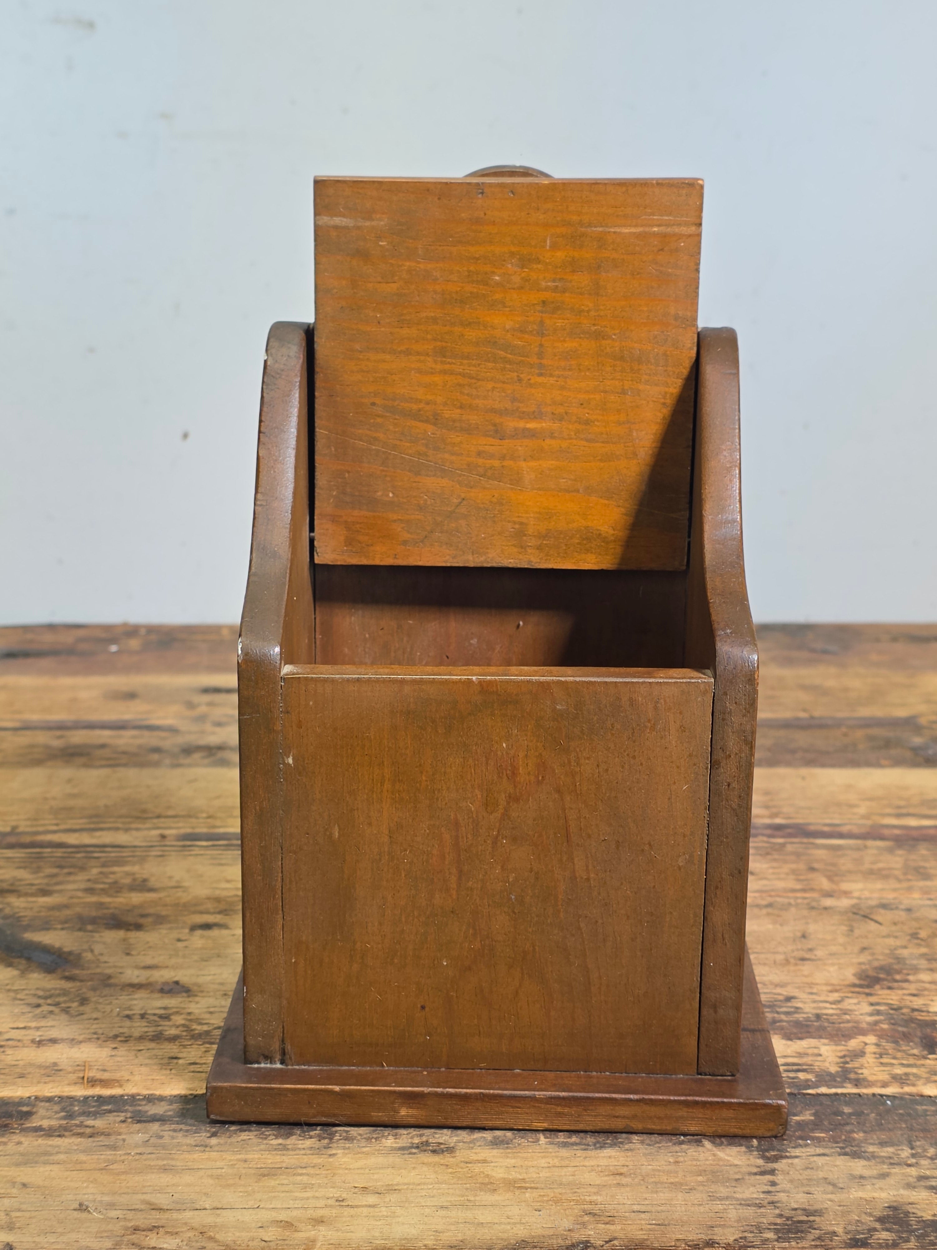Vintage Wooden Wall Hanging Salt Box Match Safe Primitive Farmhouse Country 70s