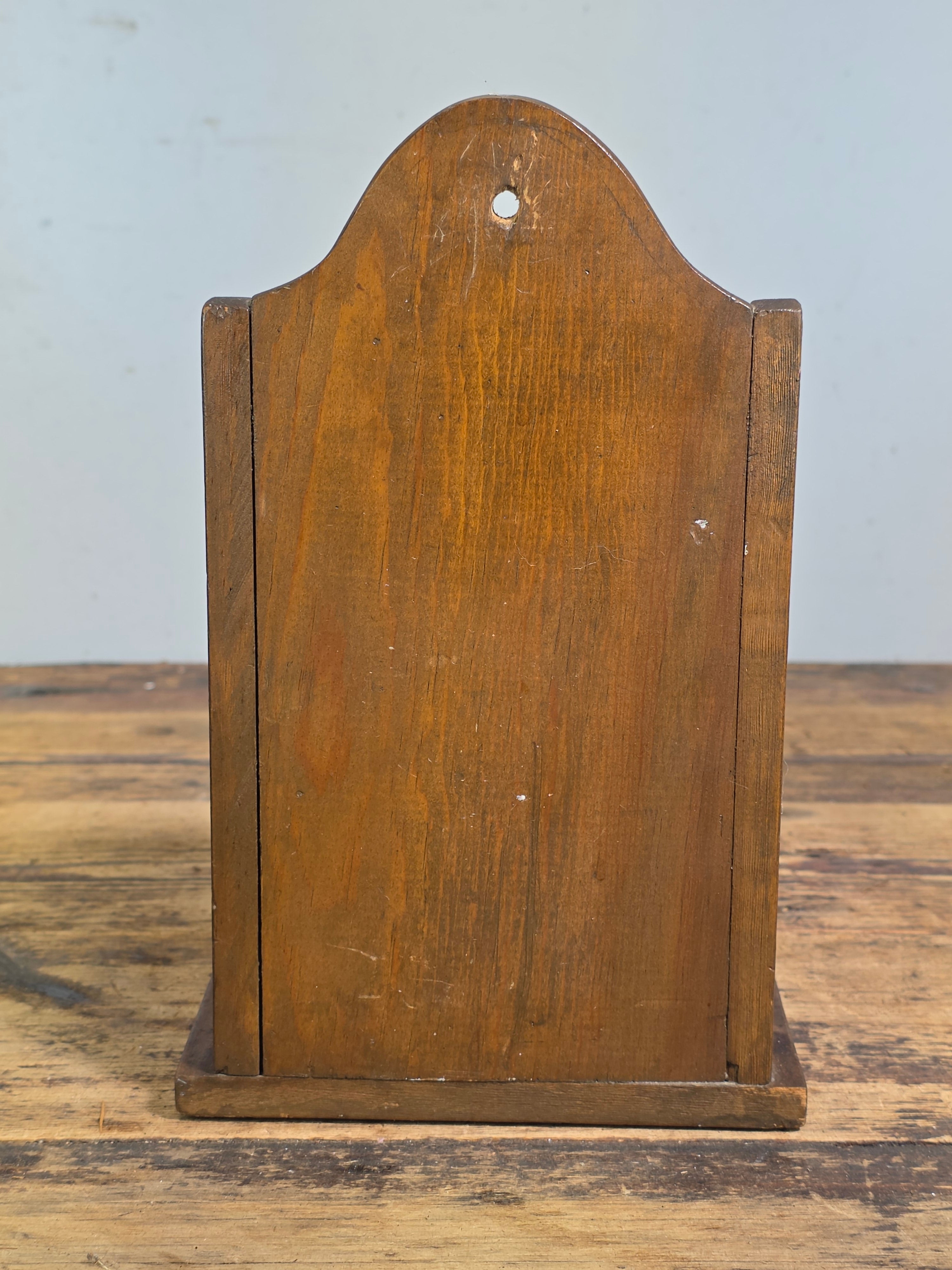 Vintage Wooden Wall Hanging Salt Box Match Safe Primitive Farmhouse Country 70s