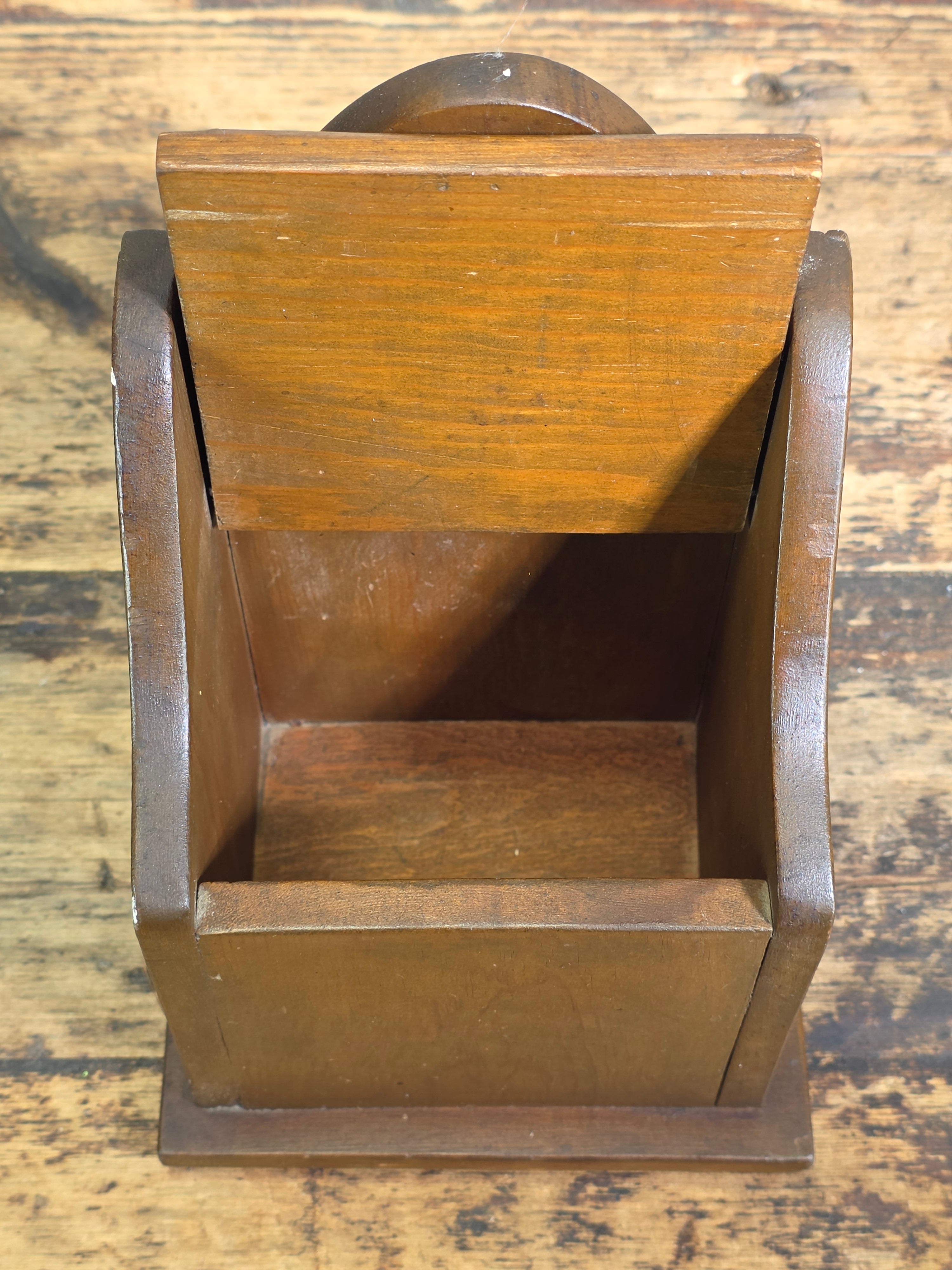Vintage Wooden Wall Hanging Salt Box Match Safe Primitive Farmhouse Country 70s