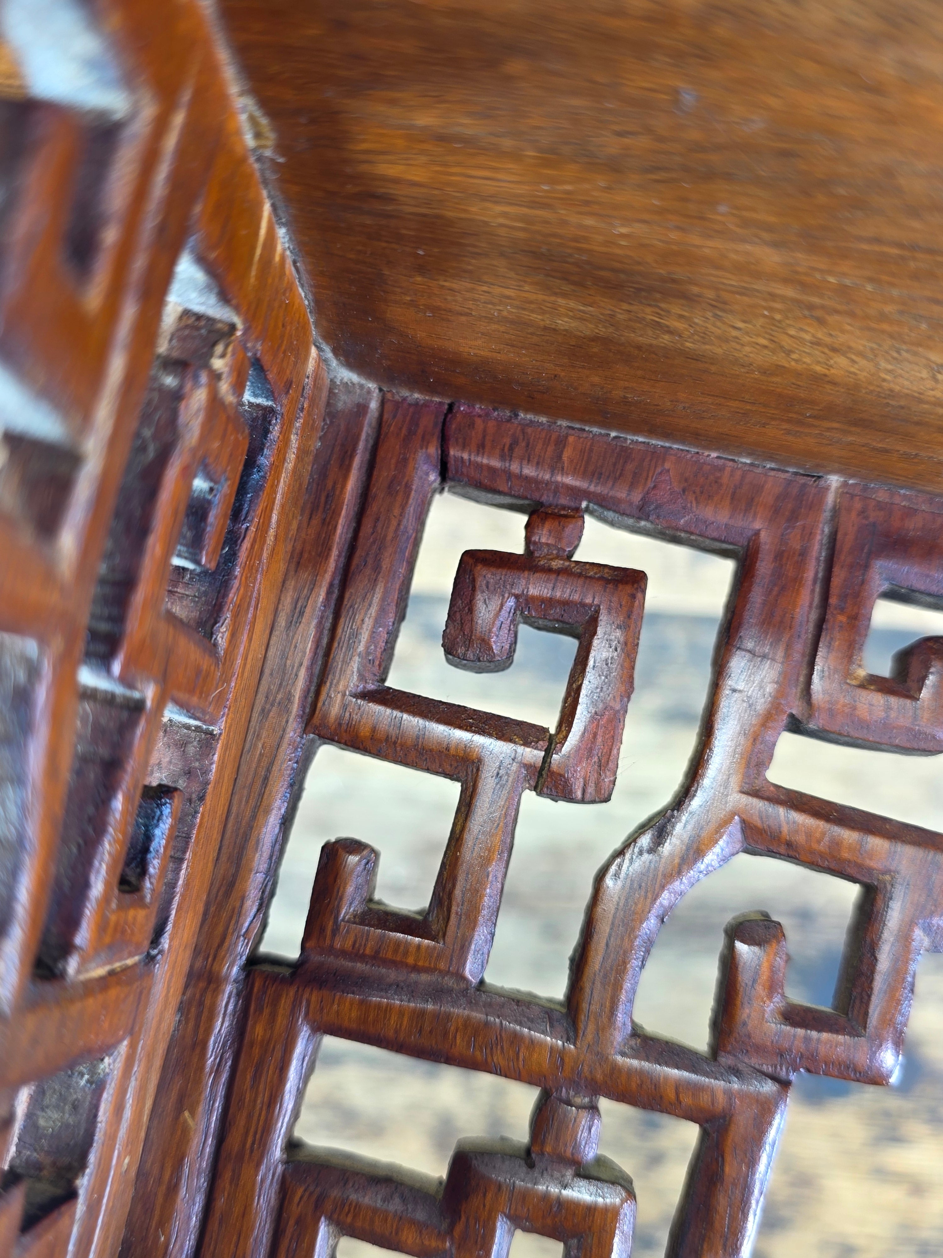 Vintage Chinese Carved Wood Wall Shelf Bracket Fretwork Openwork Chinoiserie