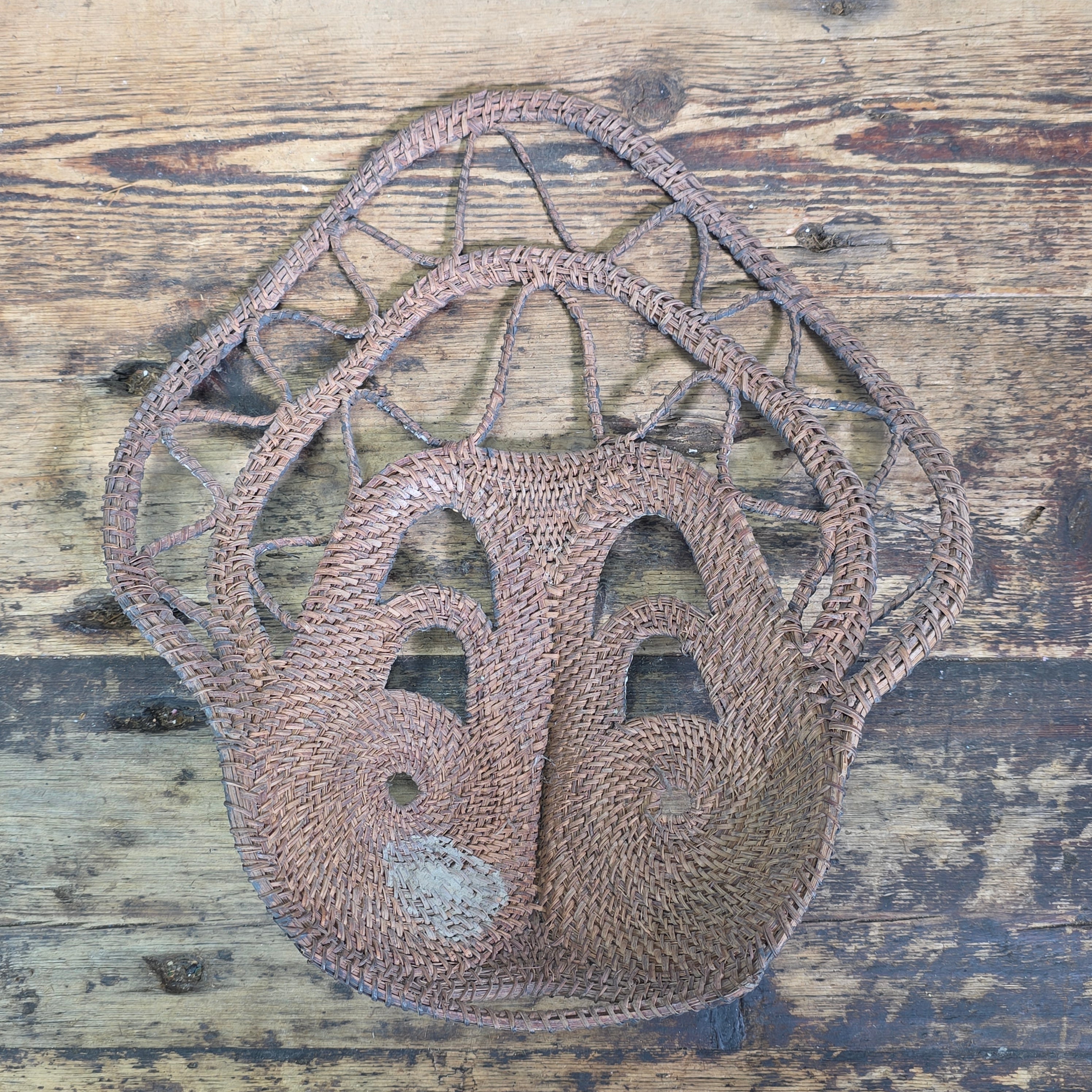 Papua New Guinea Yam Mask Abelam Baba Woven Fiber Vintage Tribal Art Sepik 14"