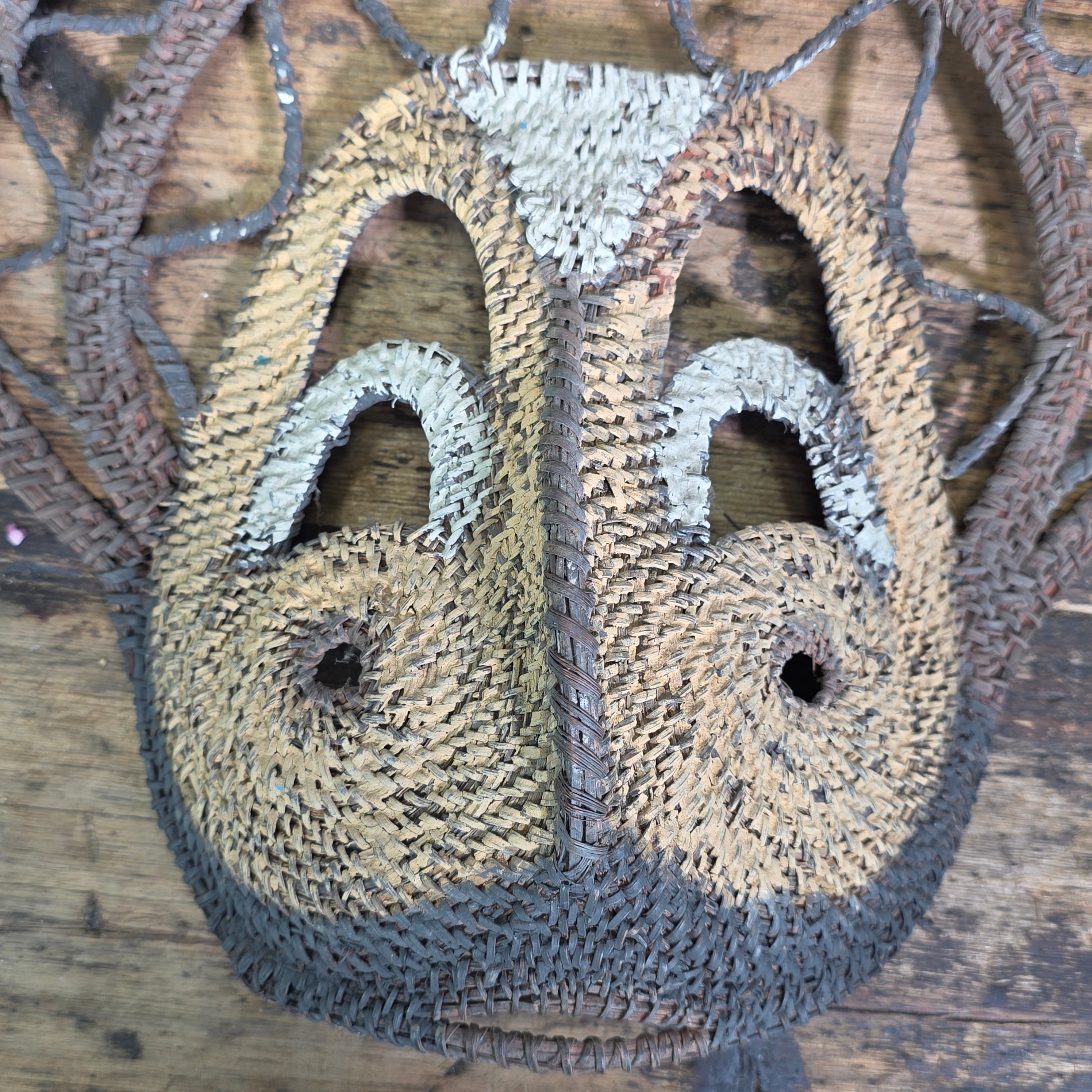 Papua New Guinea Yam Mask Abelam Baba Woven Fiber Vintage Tribal Art Sepik 14"