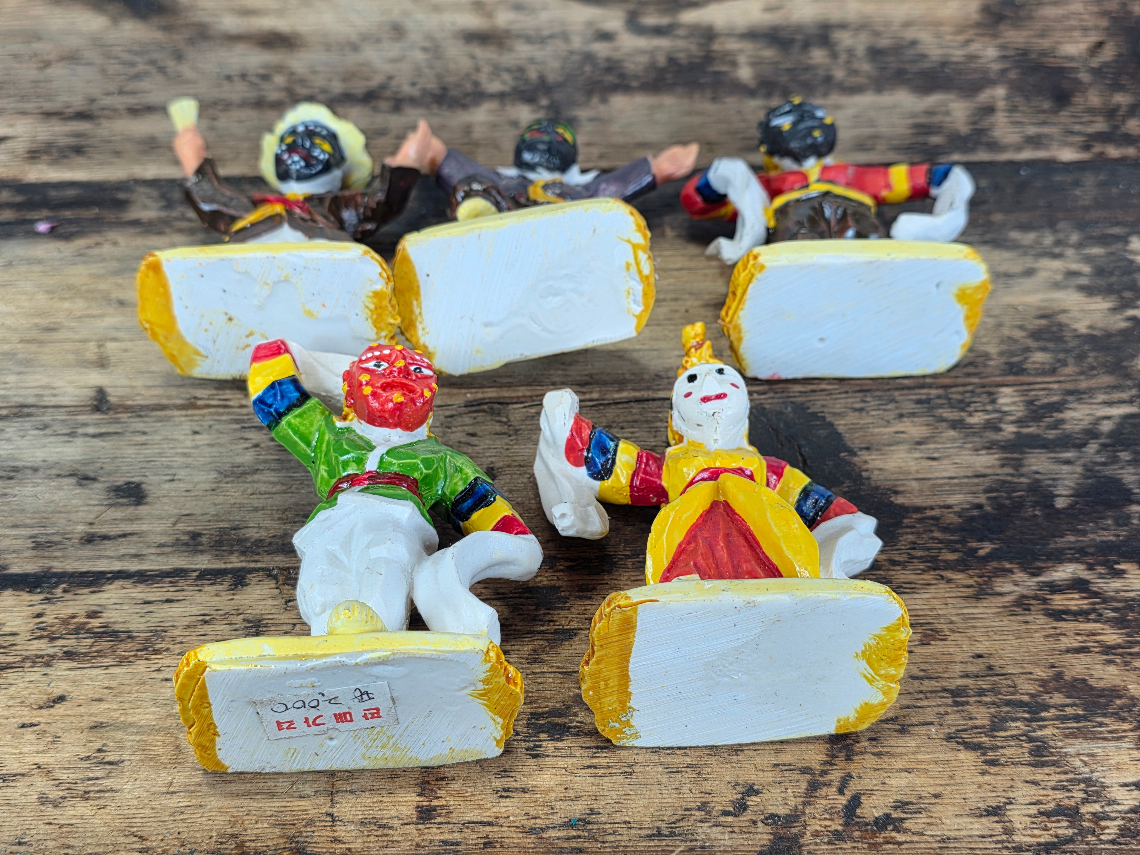 Vintage Korean Bongsan Talchum Mask Dance Figures Hand Painted Folk Art Set of 5