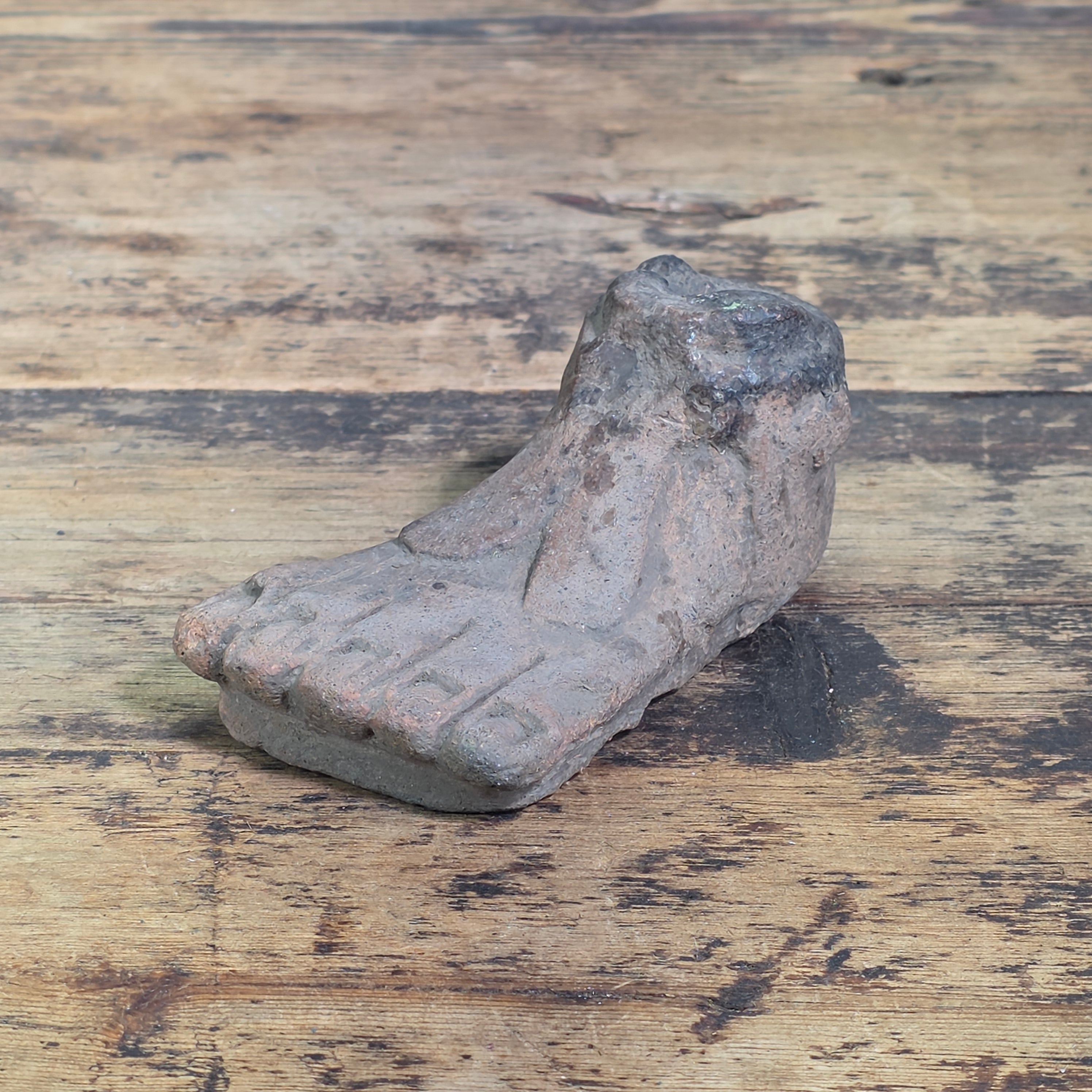 Antique Roman Etruscan Terracotta Votive Foot Altar Candle Holder Sandal Artifact