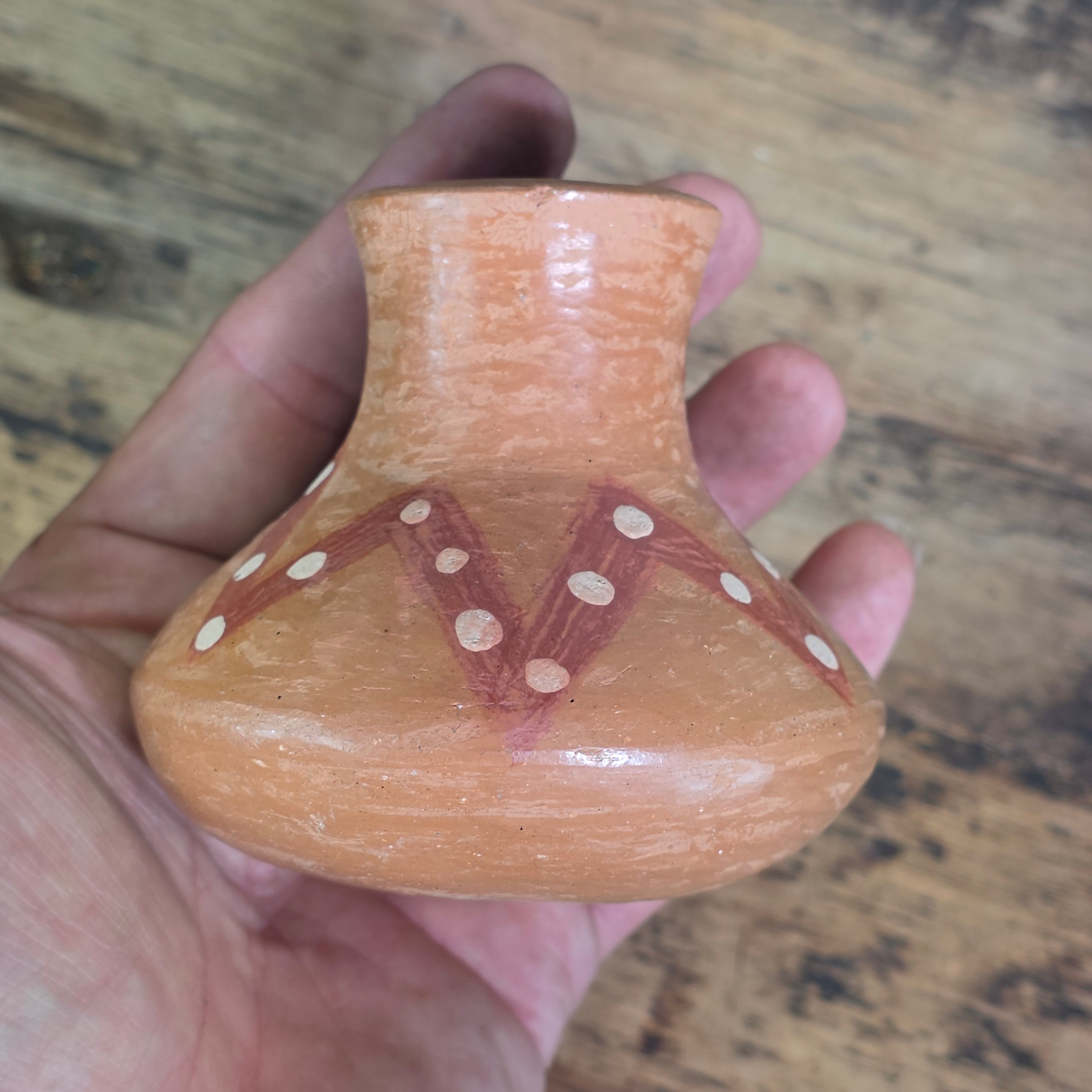 Vintage Tarahumara Pottery Olla Jar Mini Mexican Folk Art Redware Terracotta 3"