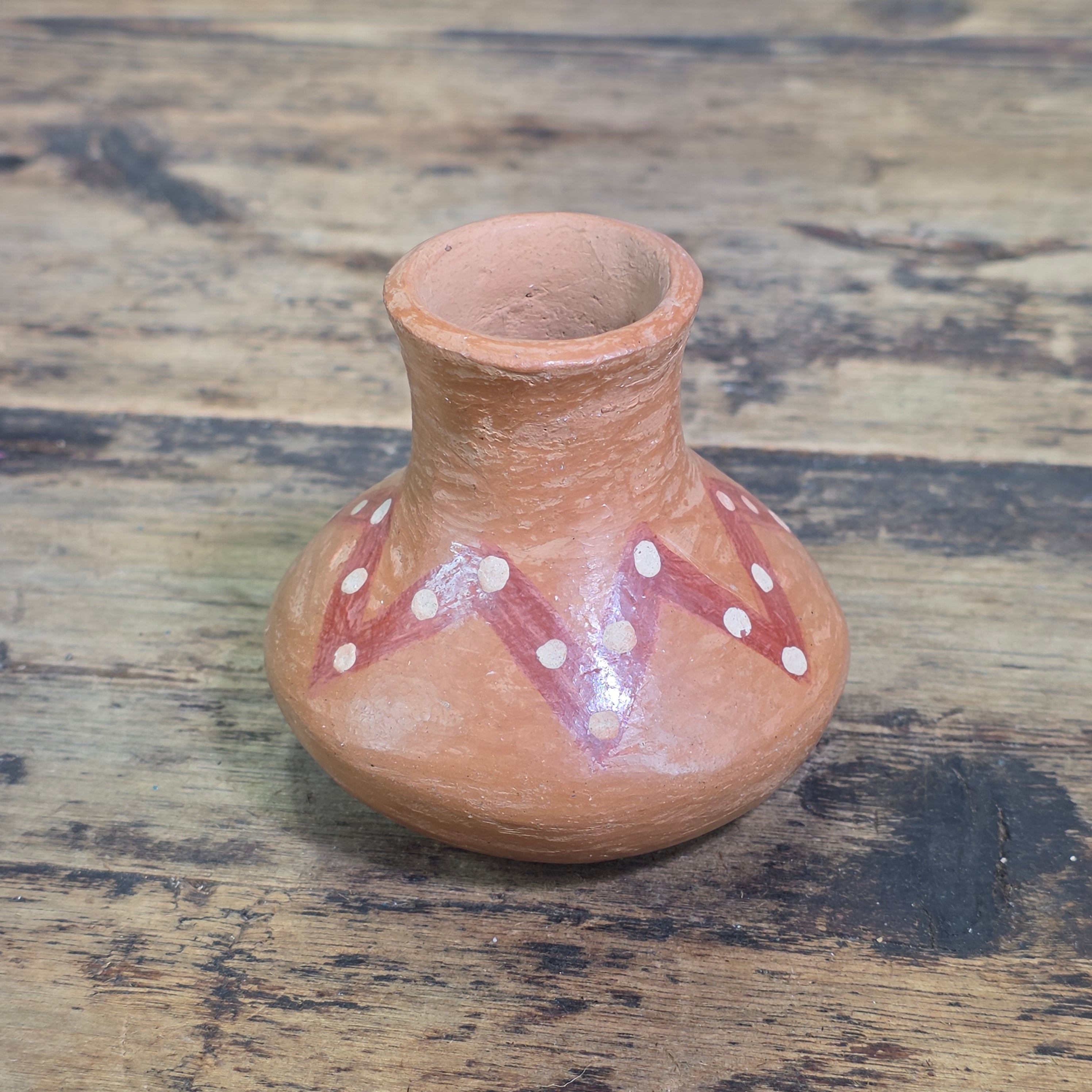 Vintage Tarahumara Pottery Olla Jar Mini Mexican Folk Art Redware Terracotta 3"