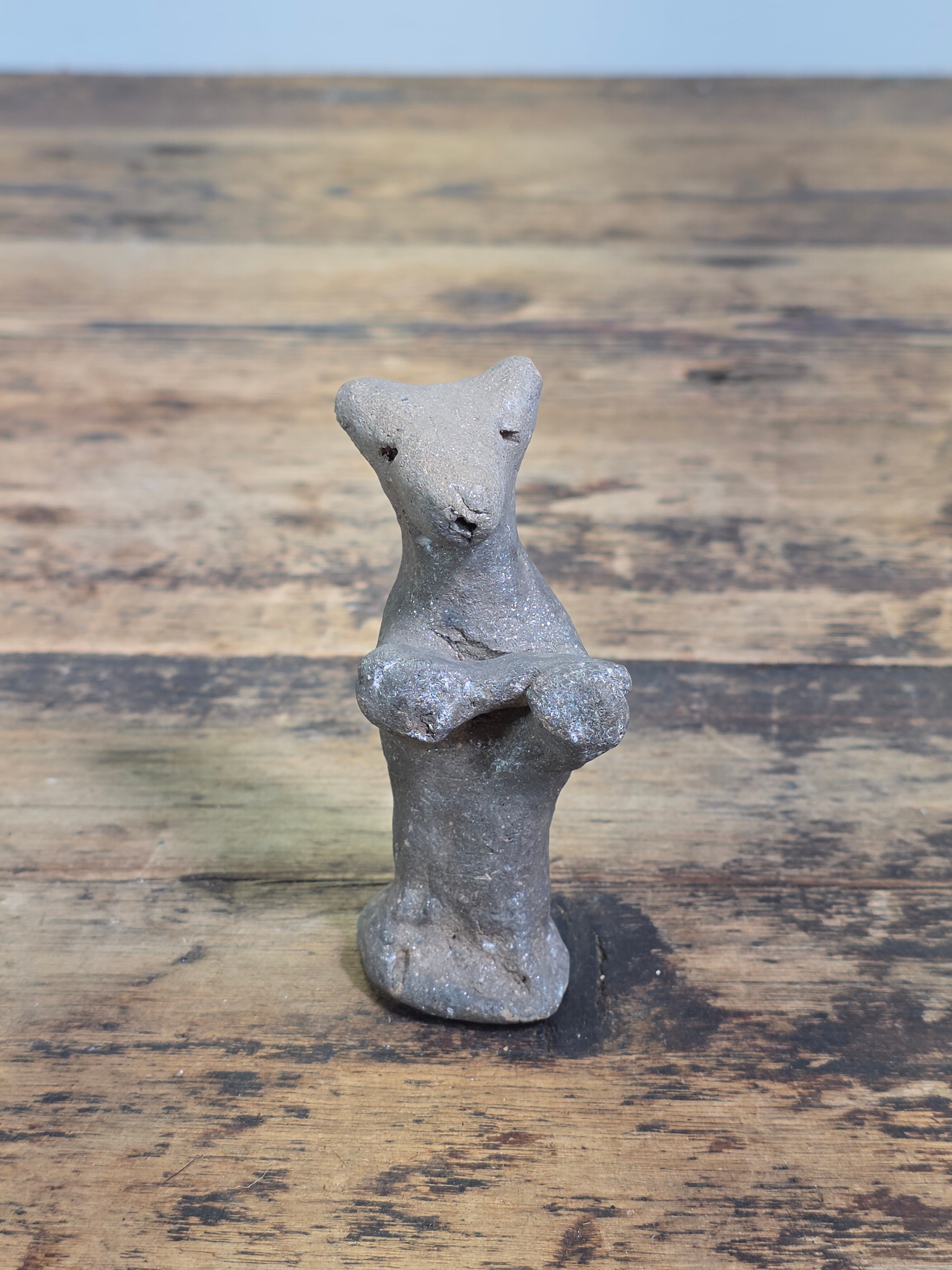 Vintage Micaceous Clay Pottery Bear Figurine Primitive Folk Art Effigy Animal