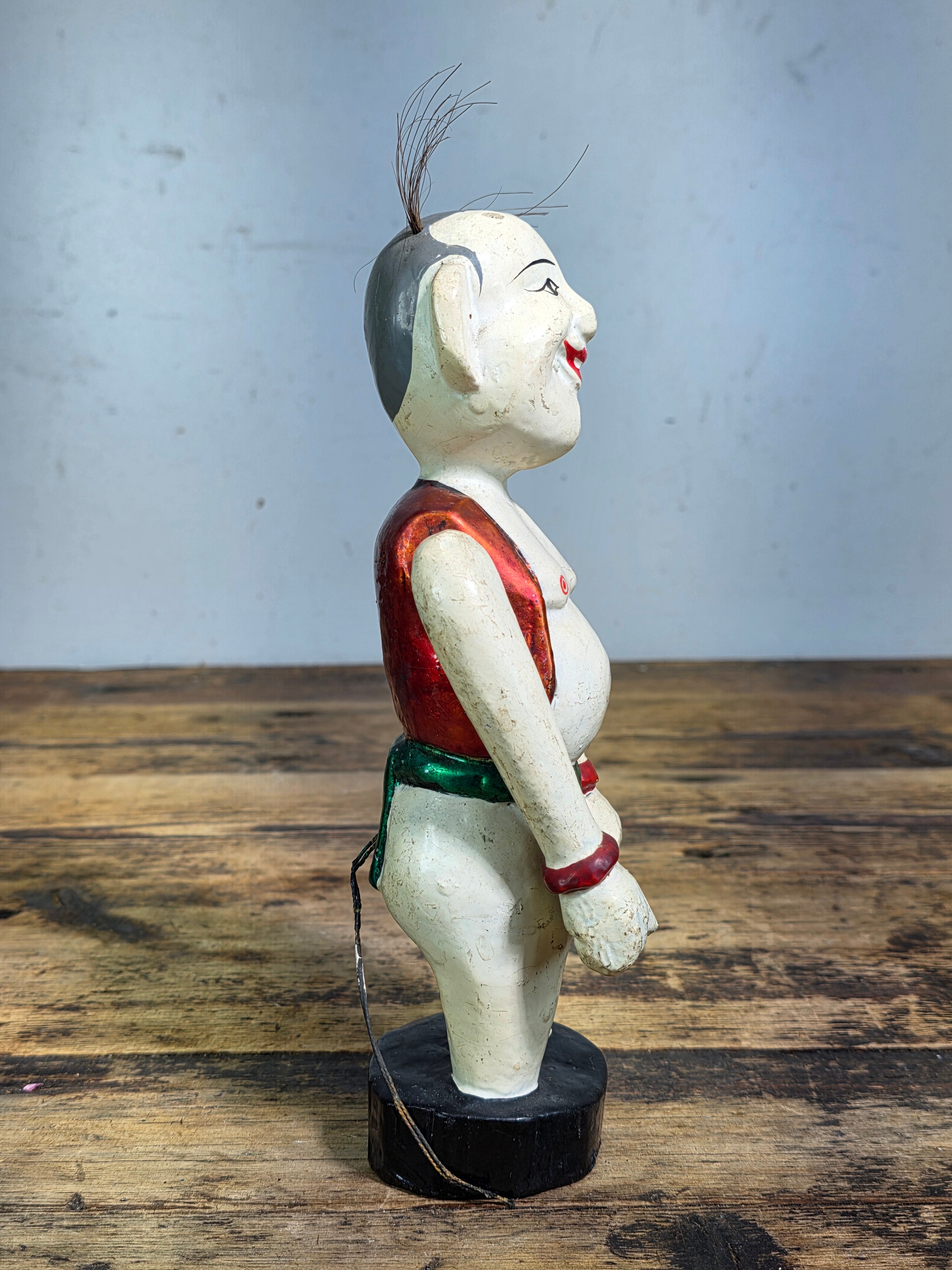 Vintage Vietnamese Water Puppet Chu Teu Wooden Carved Animated Toy Folk Art 9"