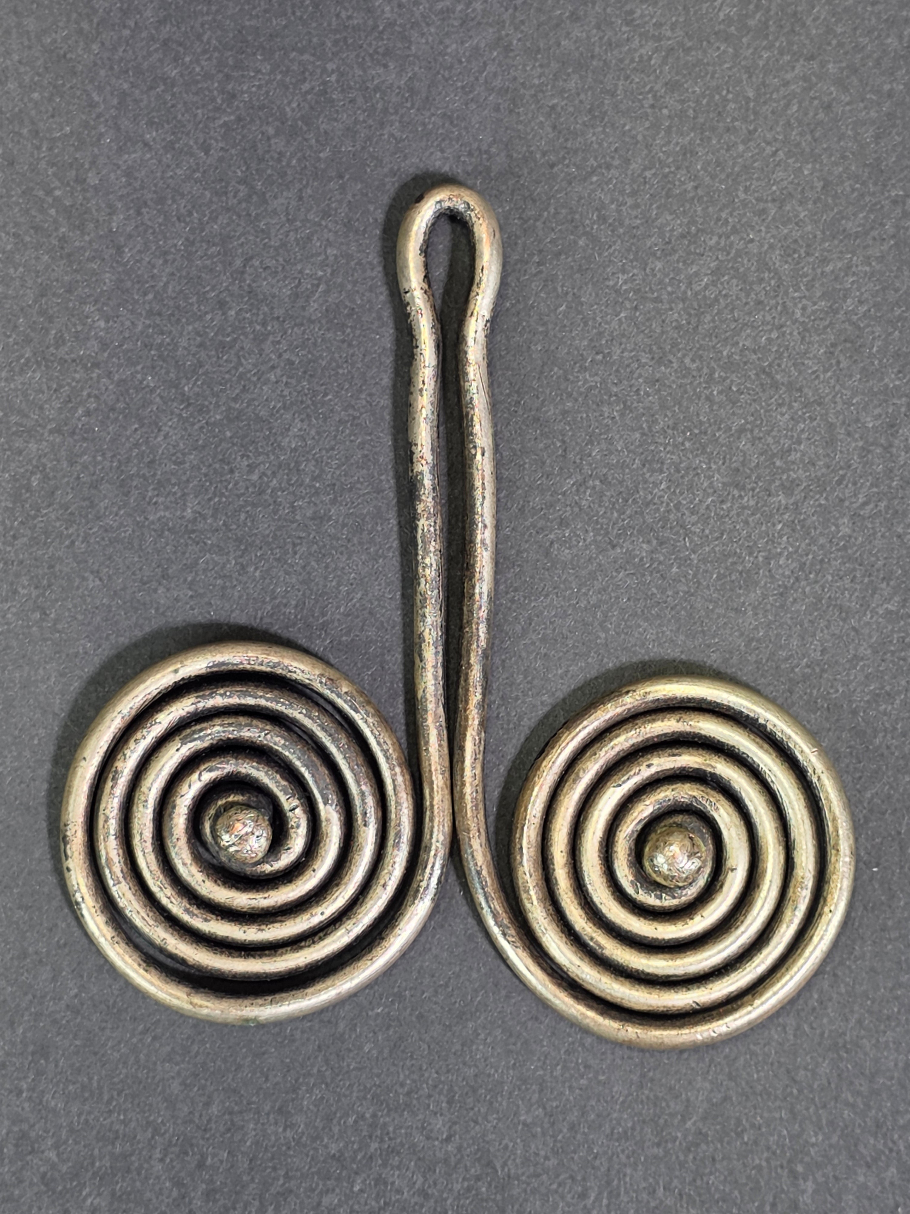 Antique Batak Padung Padung Silver Earring Sumatra Indonesia Tribal Spiral