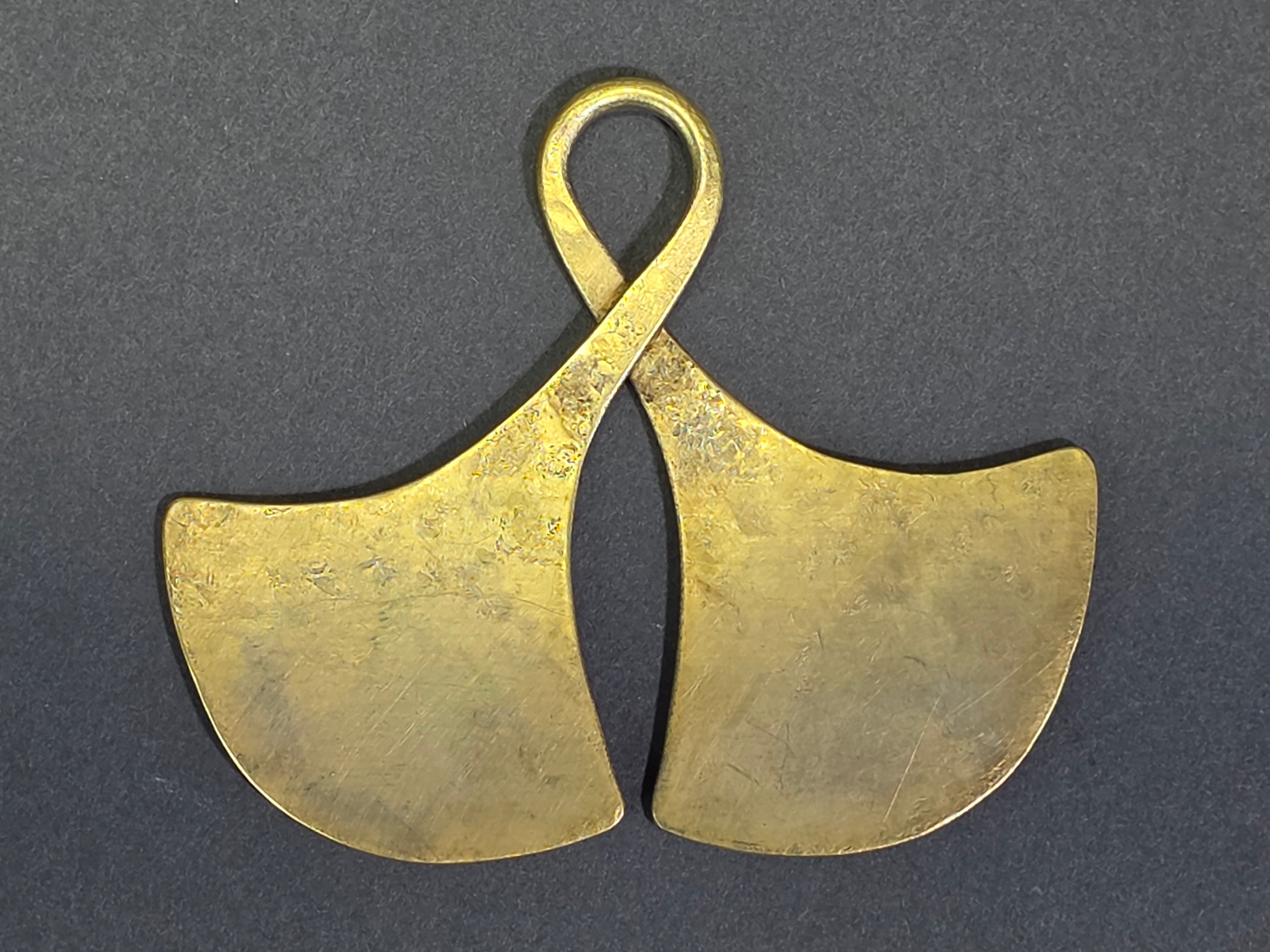 Vintage Indonesia Flores Island Ngada Taka Pendant Brass Bronze Tribal Art 3"
