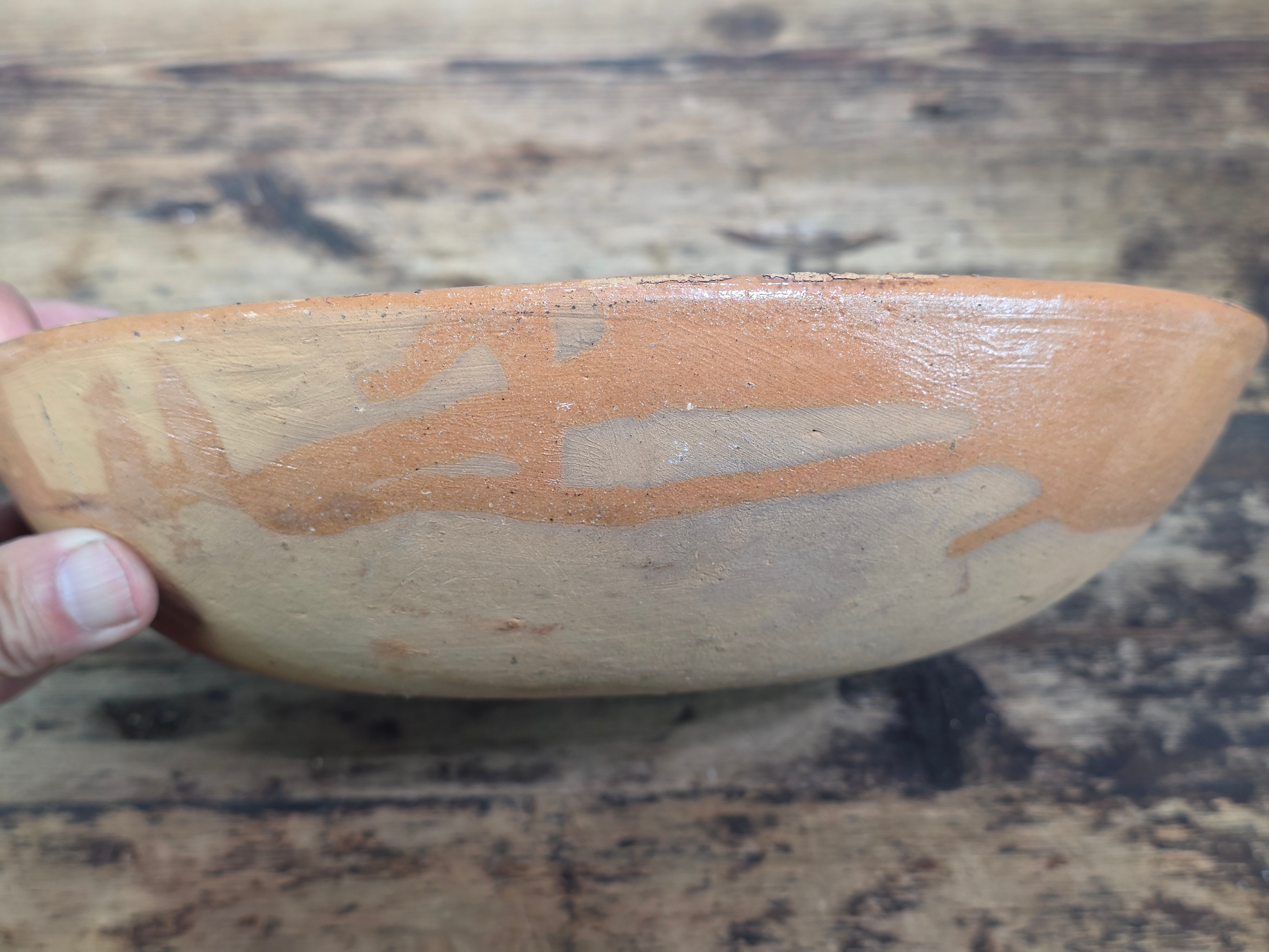 Vintage Mexican Folk Art Pottery Redware Terracotta Bowl Eagle Snake Mexico Coat