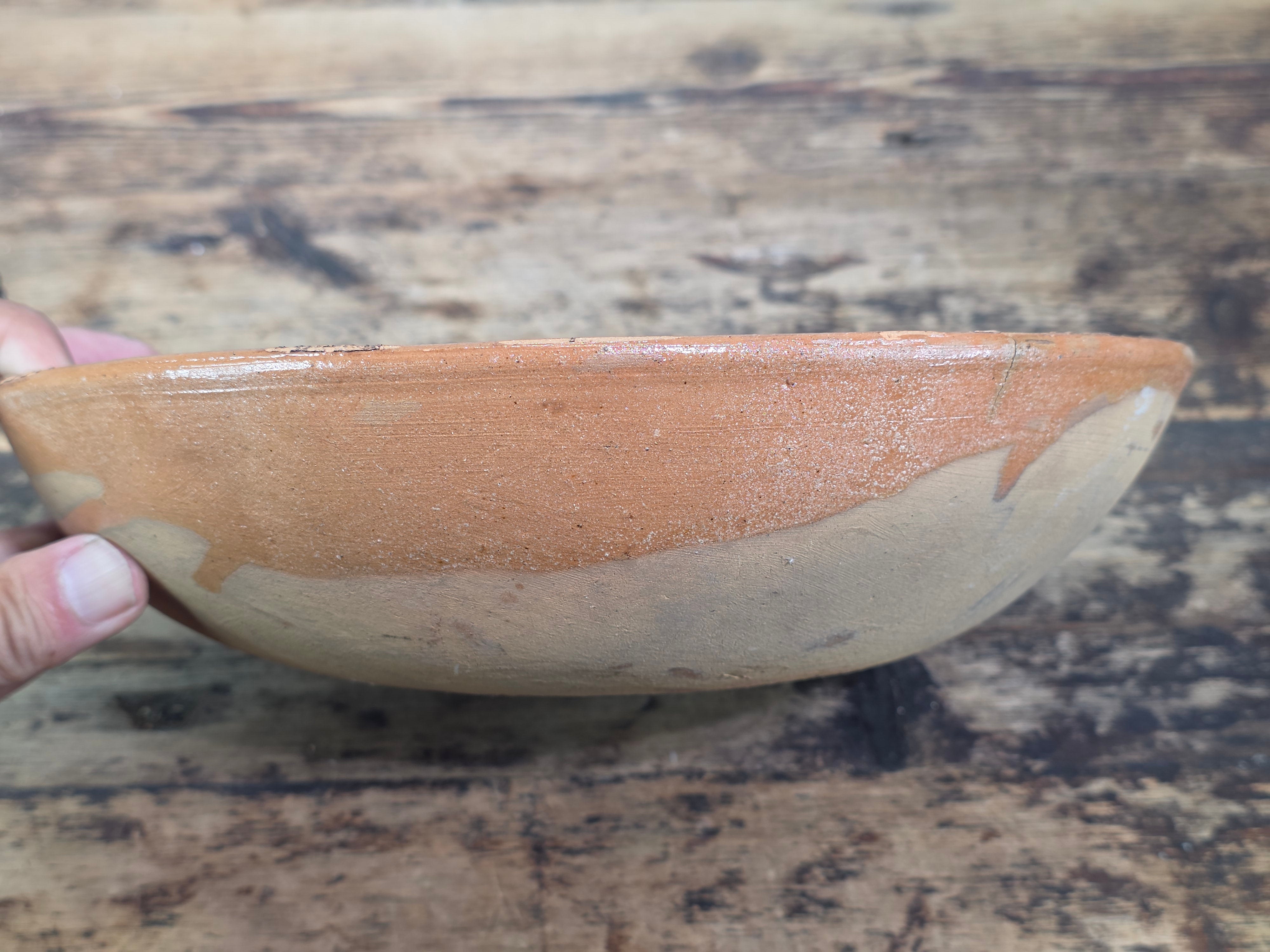 Vintage Mexican Folk Art Pottery Redware Terracotta Bowl Eagle Snake Mexico Coat
