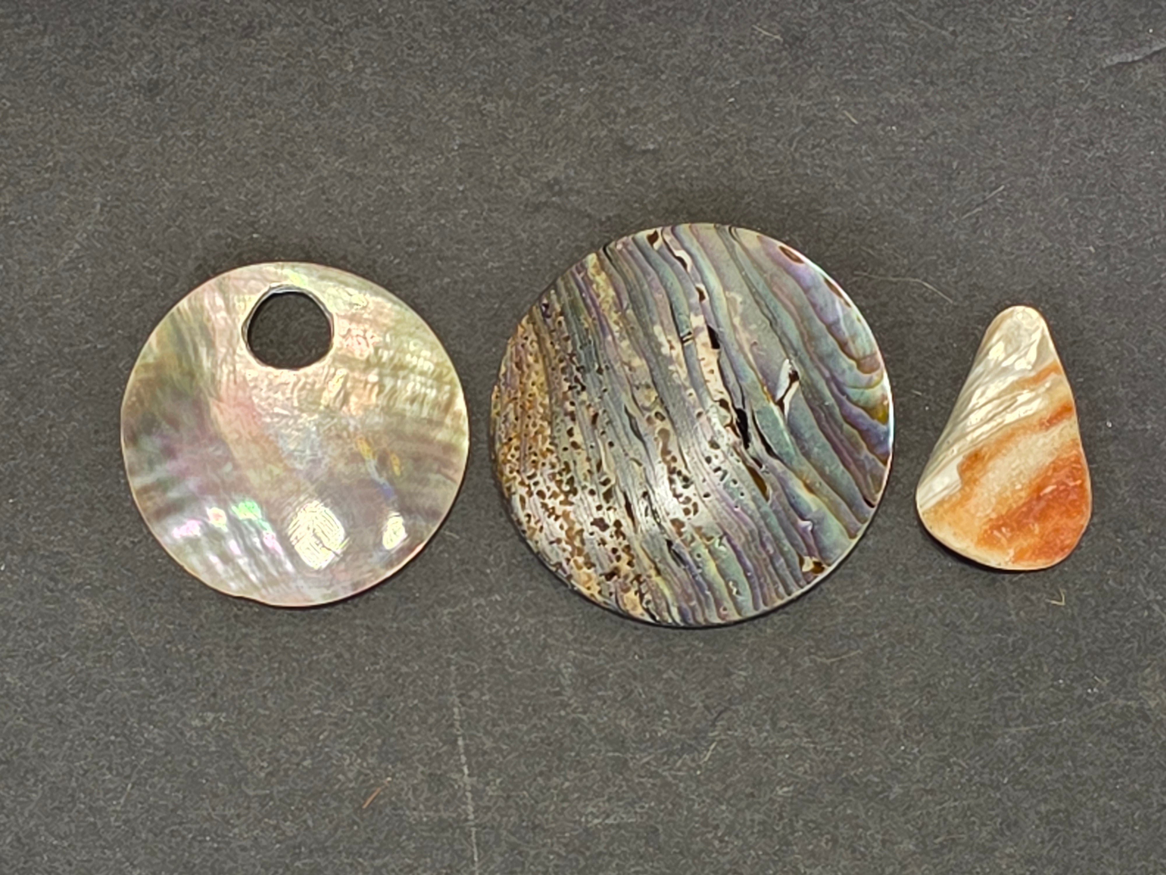 Vintage Abalone Shell Buttons Mother of Pearl Cabochon Loose Lot of 6 Craft