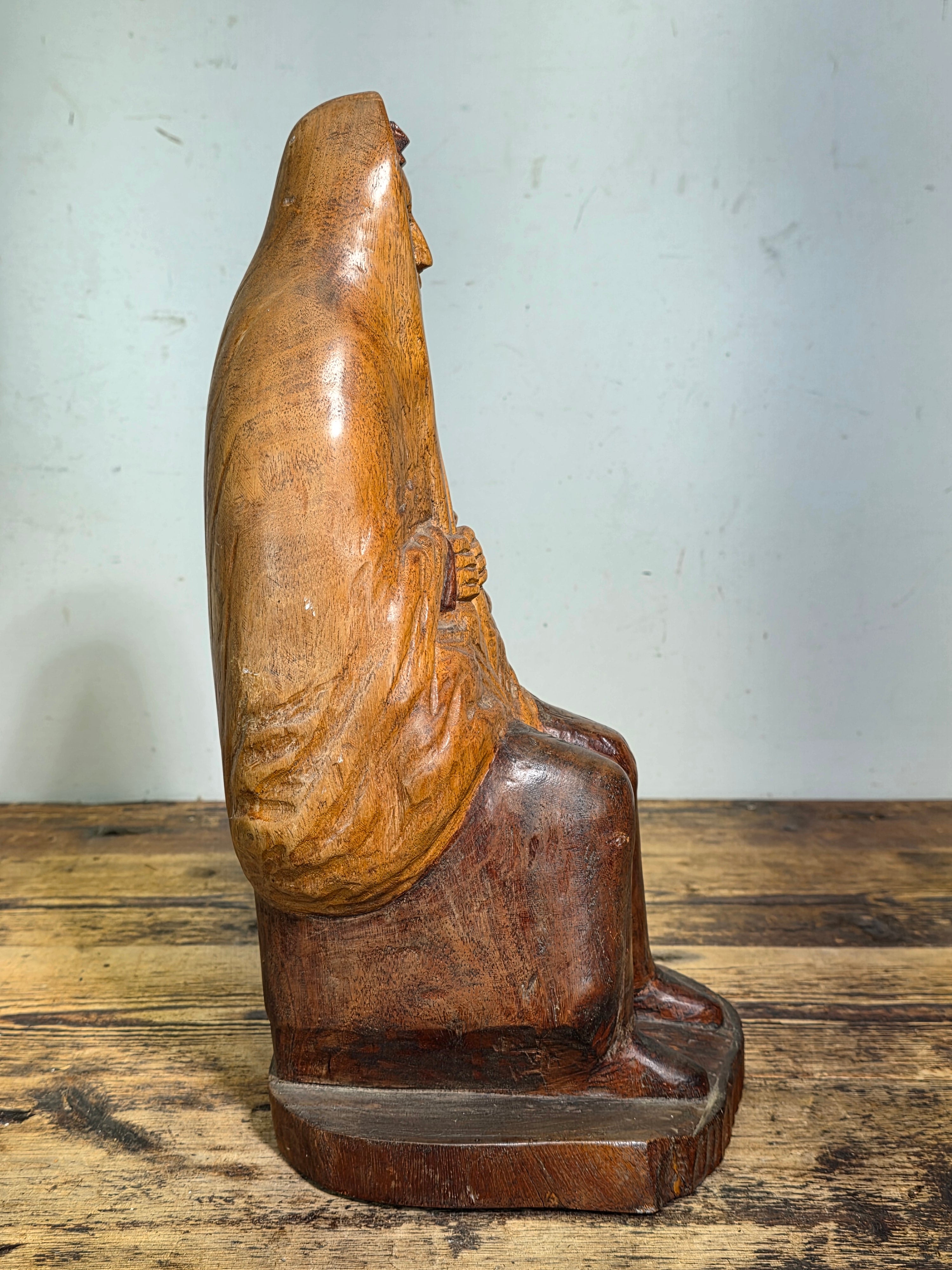 Vtg Hand Carved Wood Moses Rabbi Statue Signed Lipe Hebrew Jewish Judaica 15"
