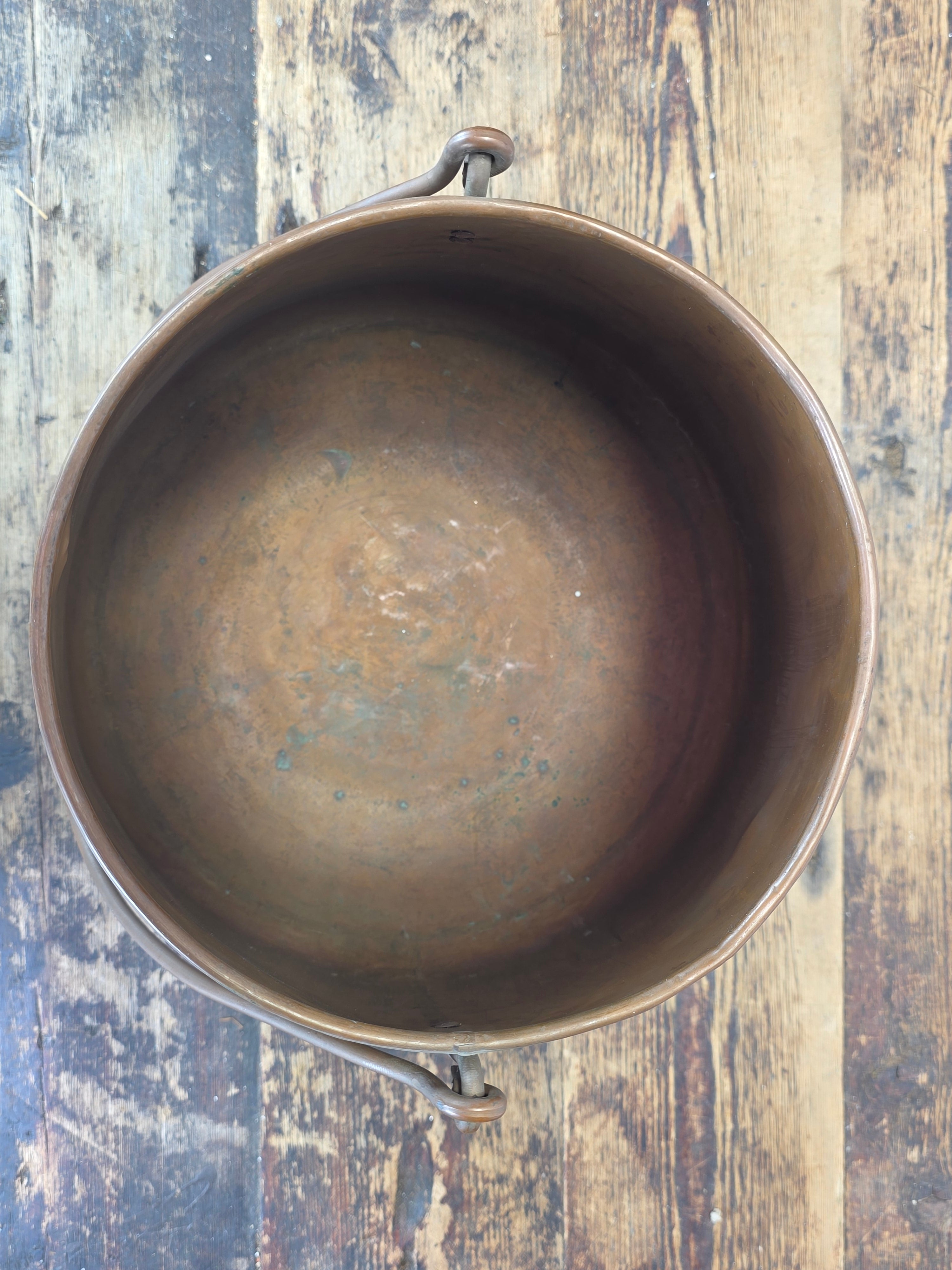 Vtg Holland Copper Cauldron Pot Large Fireplace Coal Bucket Planter Bail Handle