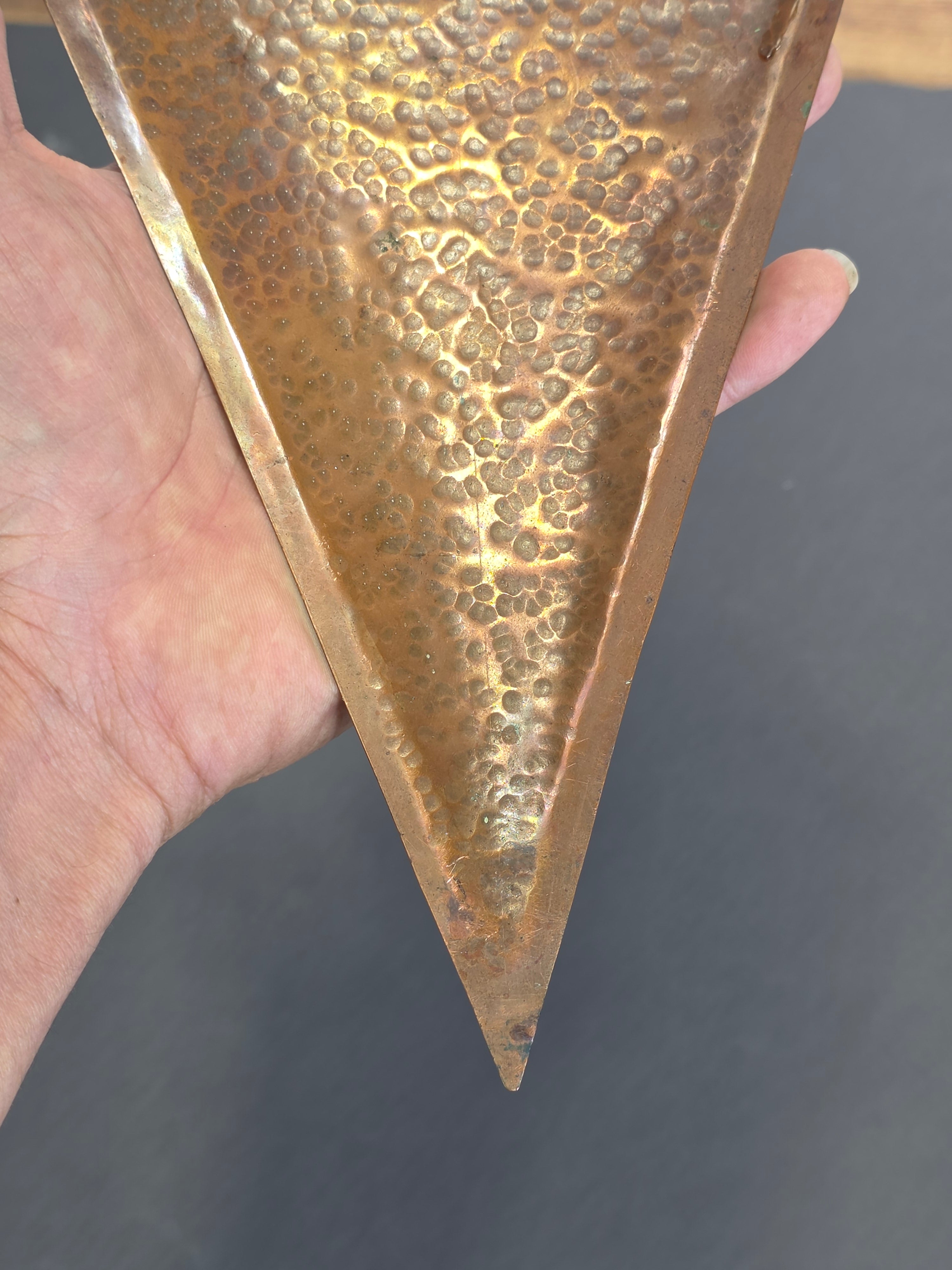 Vintage Hammered Copper Diamond Wall Hook Antique Arts Crafts Style Sconce
