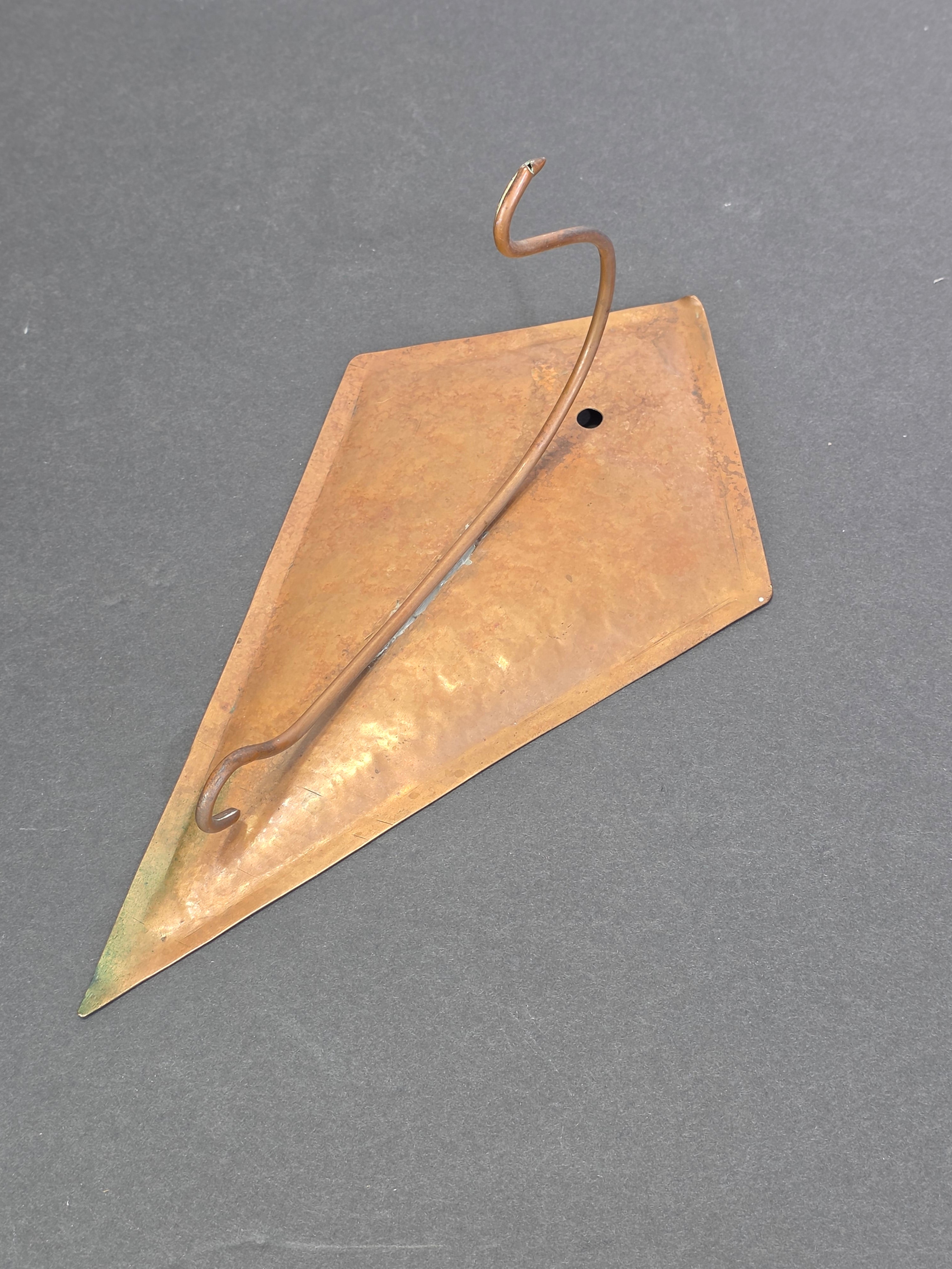 Vintage Hammered Copper Diamond Wall Hook Antique Arts Crafts Style Sconce