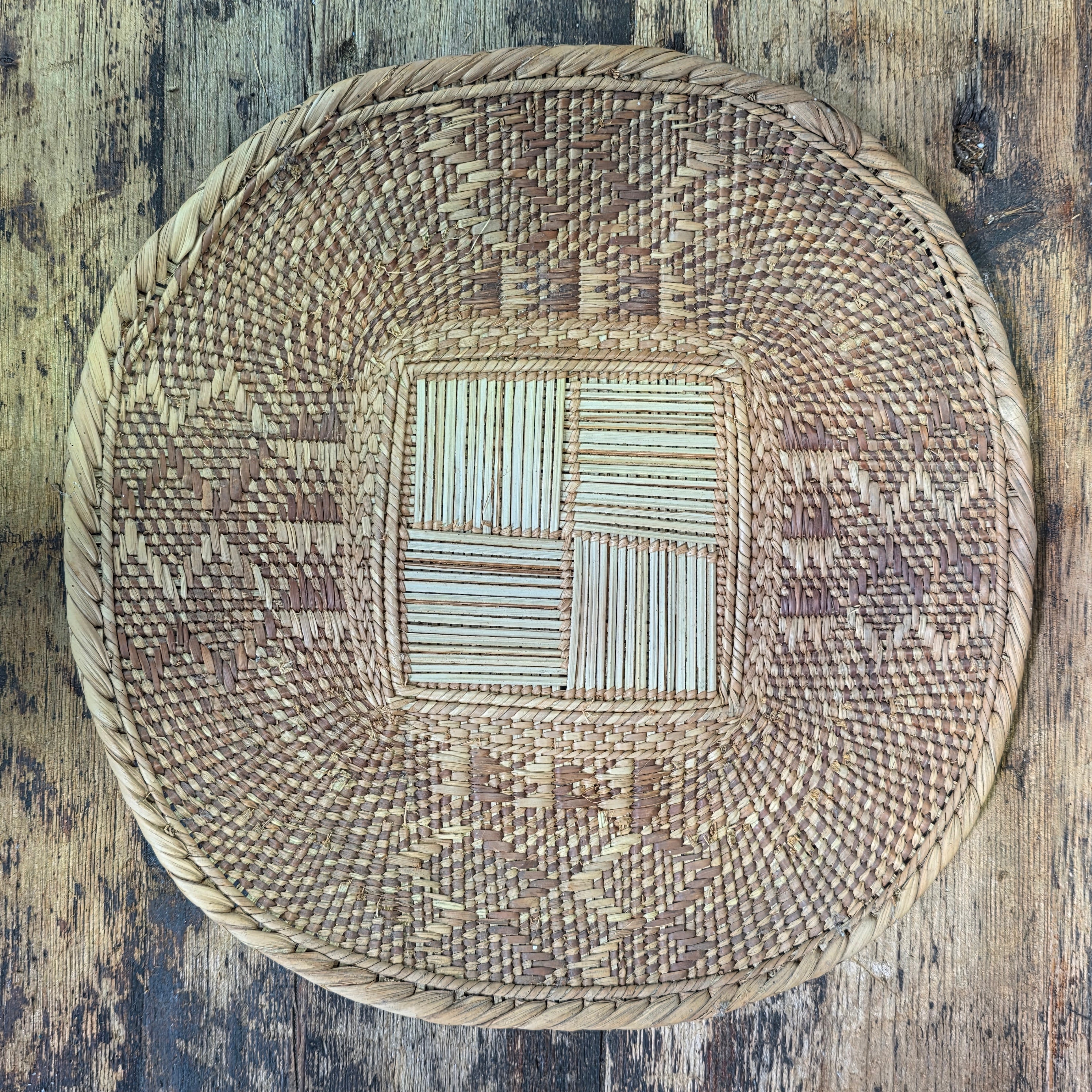 3pc Vintage Tonga Binga Basket Set African Wall Decor Woven Winnowing Platter